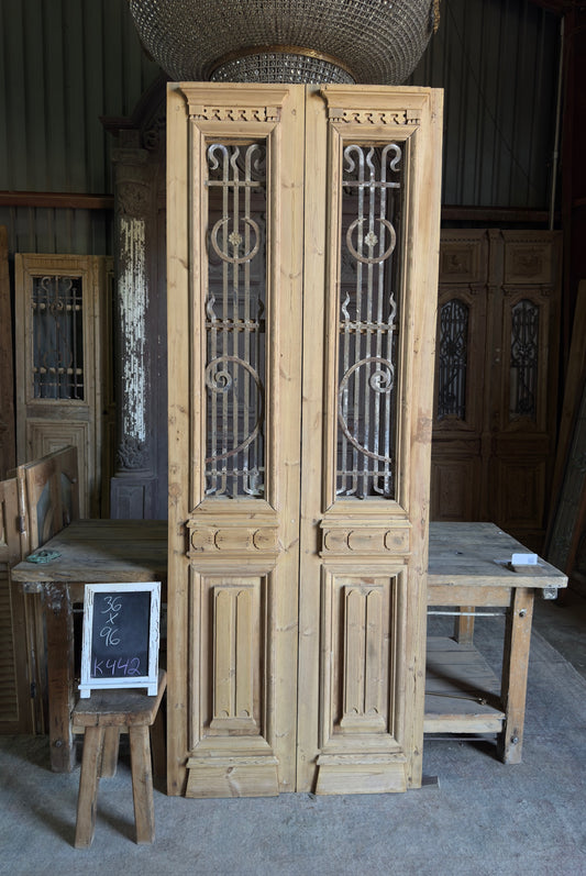19th Century Antique Iron Double Doors - 36x96 K442