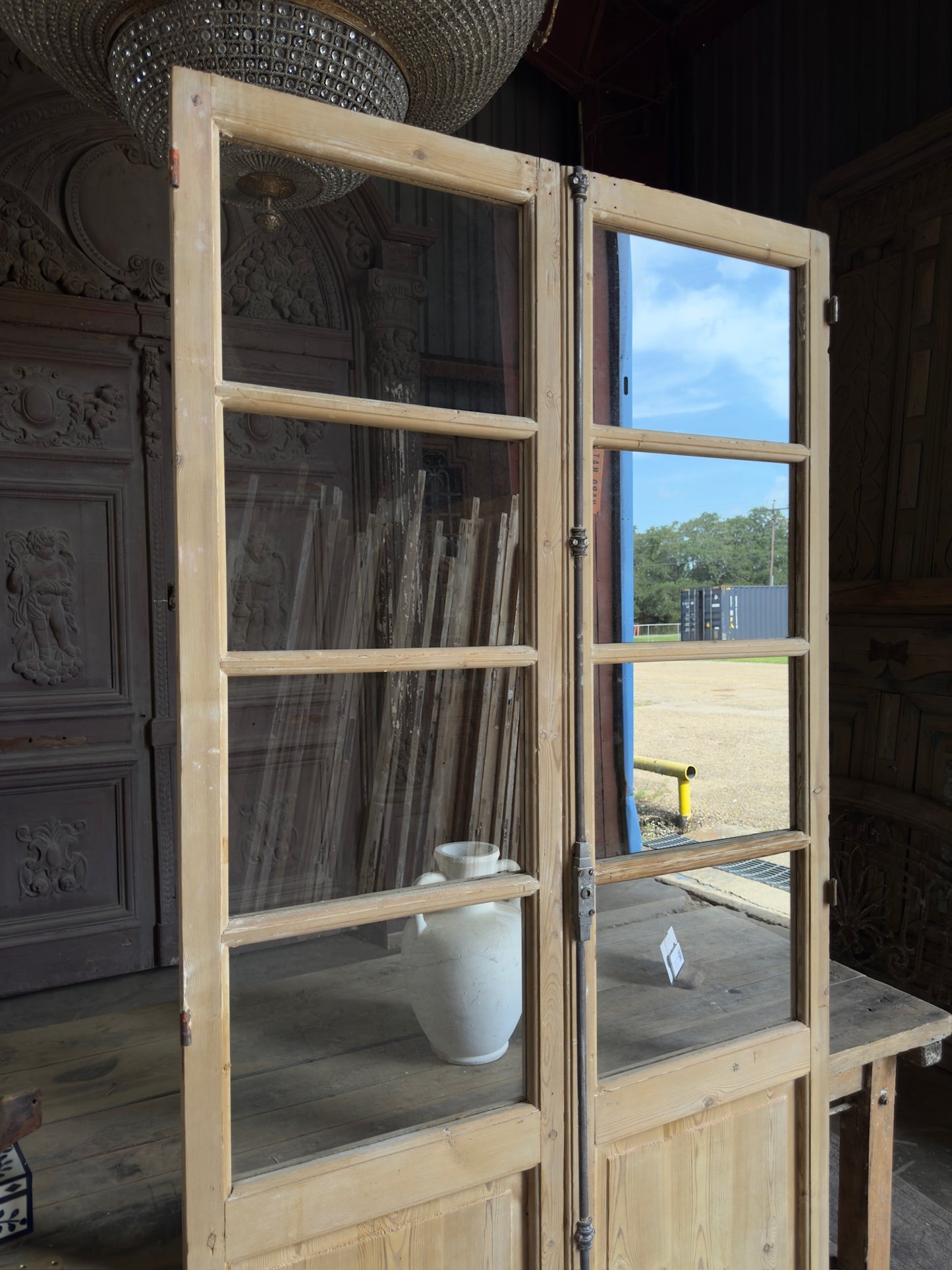 8 Lite European Antique Glass French Doors - 42.75x88.25 K99
