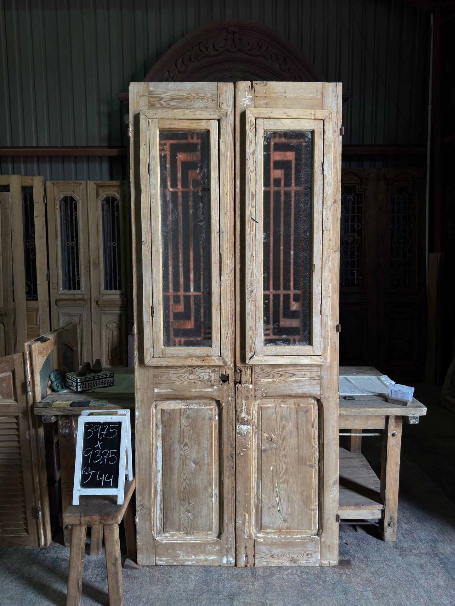 Antique Iron French Double Doors - 39.75x93.75 J44
