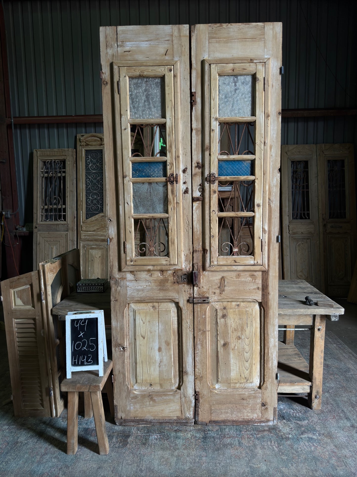 Classic Antique French Face Iron Doors - 44x102.5 H143