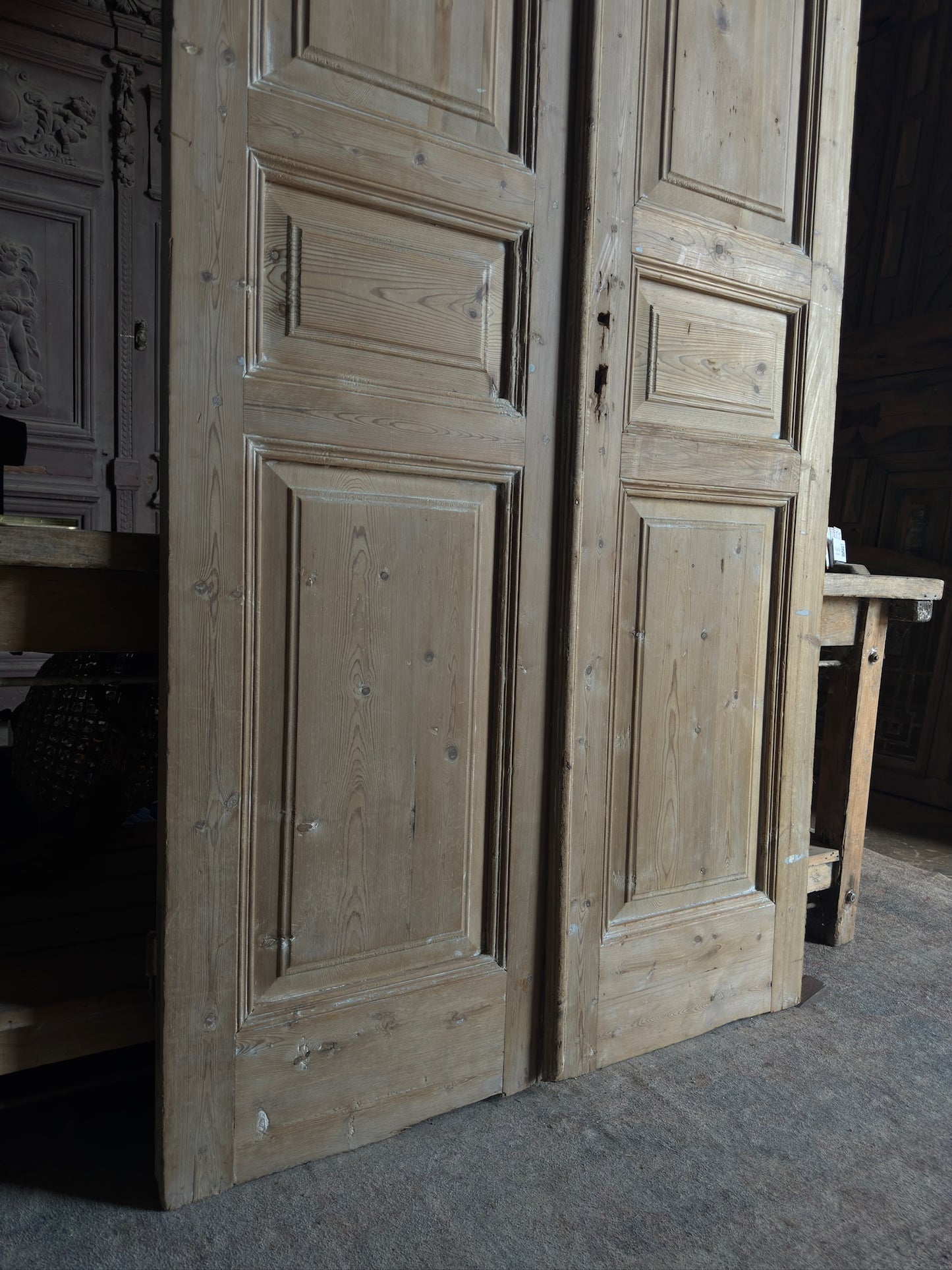3 Panel Antique Solid French Doors - 44x101.5 K35
