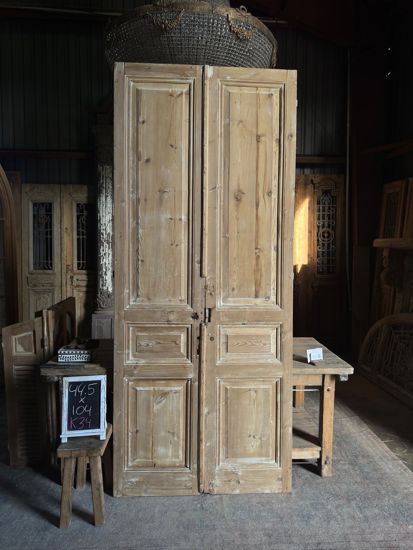 3 Panel Baltic Pine French Doors - 44.5x104 K34