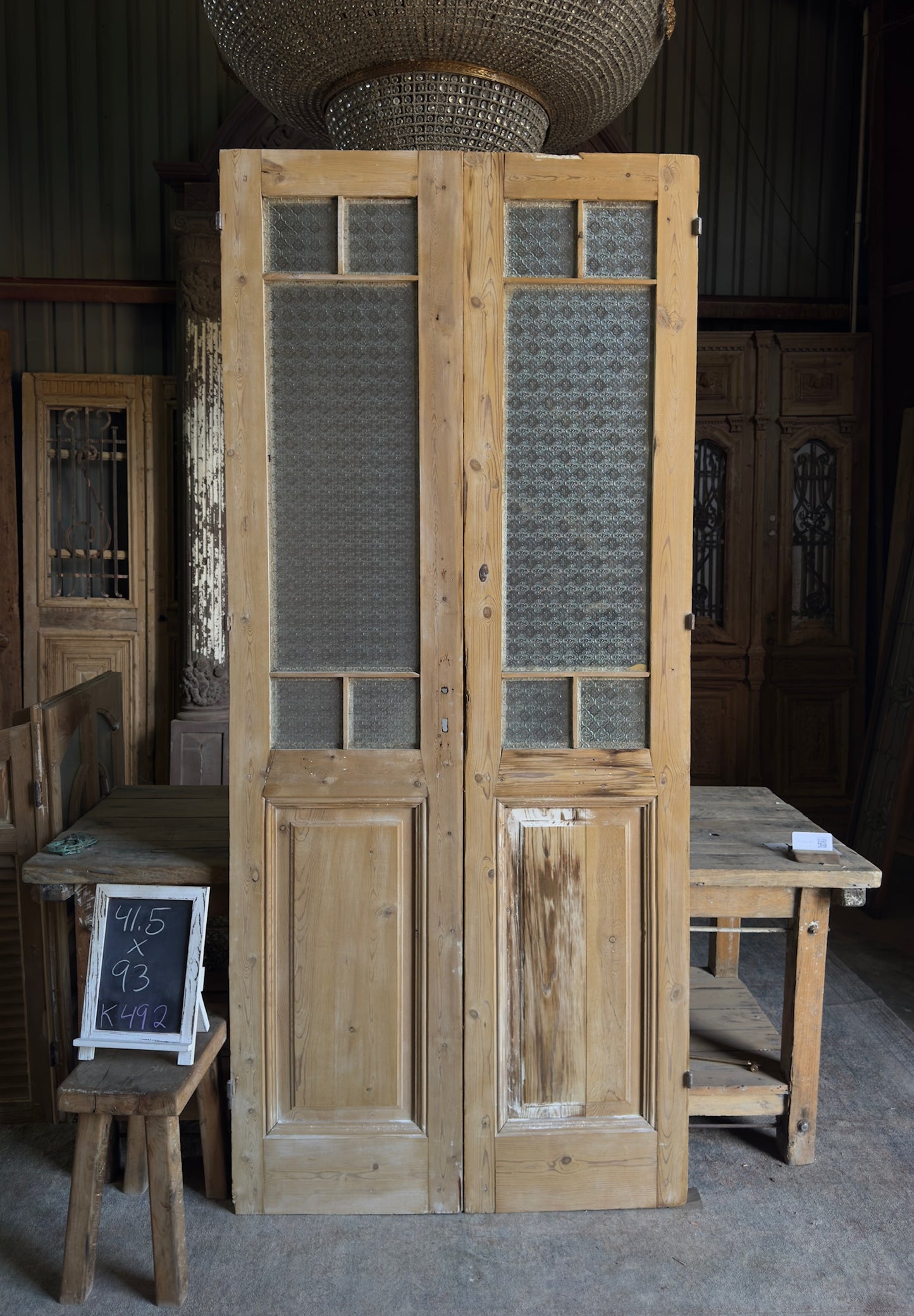 Classic French Divided Glass Antique Pair - 41.5x93 K492