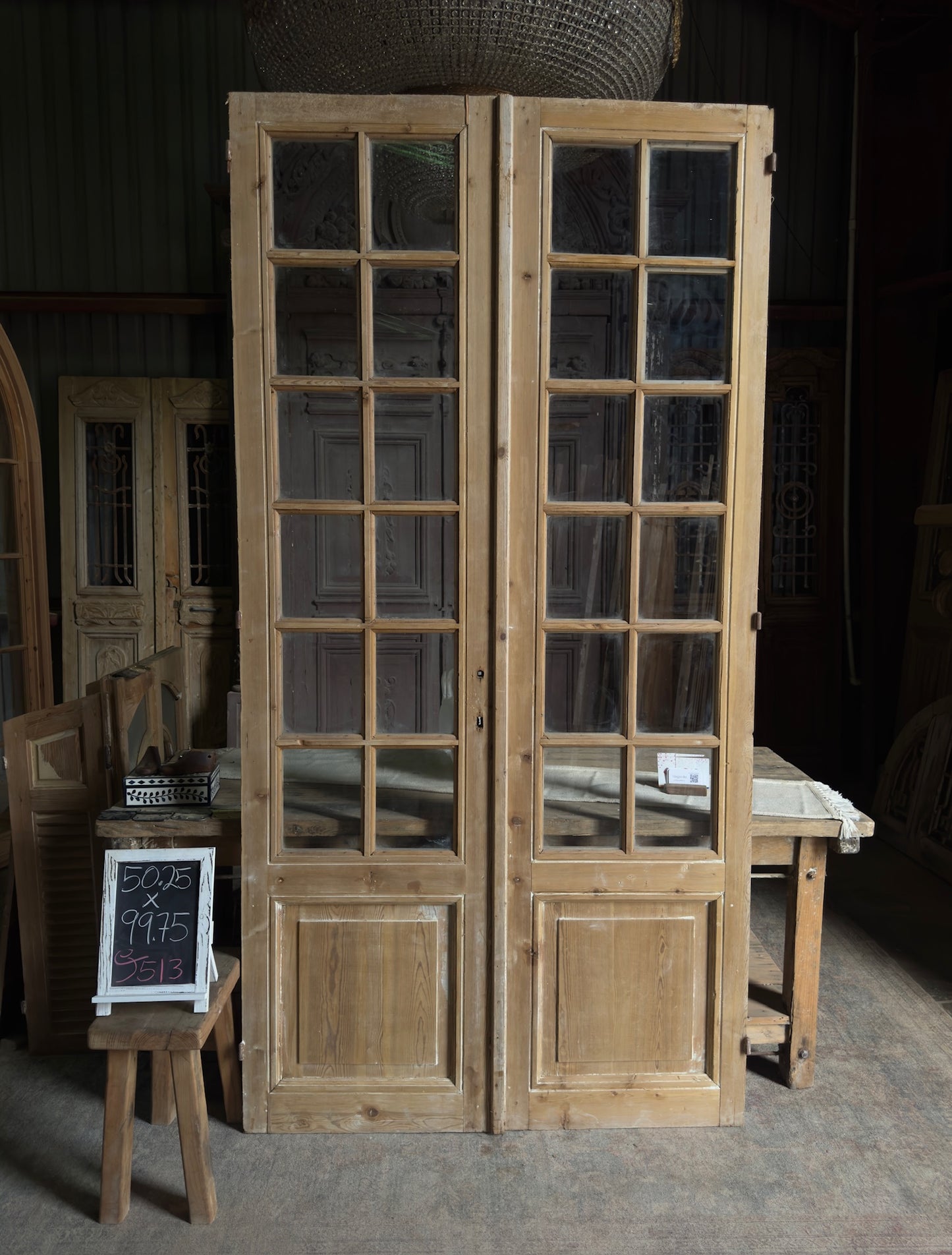 Grand Antique Glass French Doors - 50.25x99.75 J513