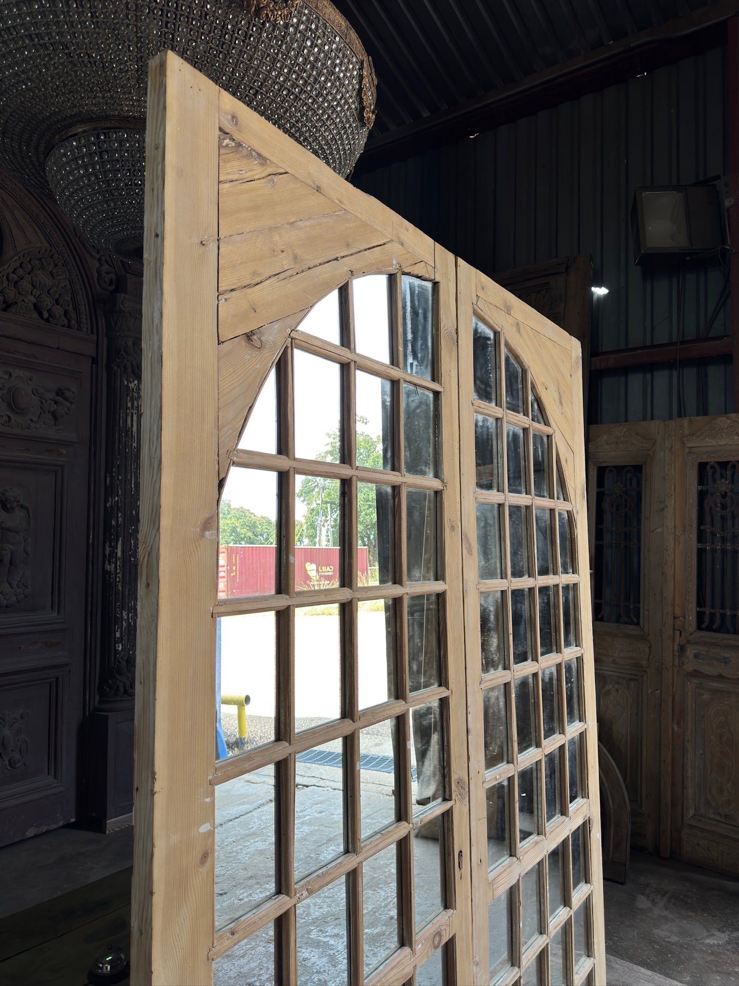 Large Mirror Arched Antique Glass Doors - 72x94.5 K332