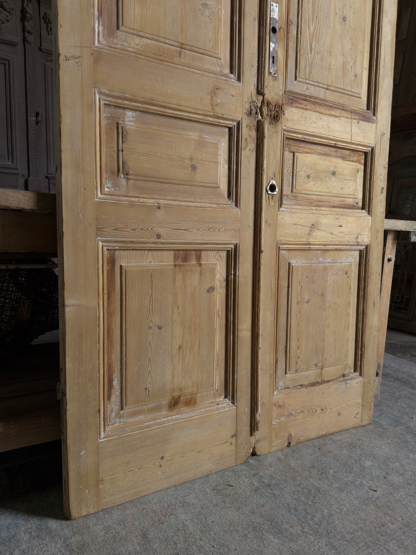 3 Panel Antique Solid French Doors - 45x99.5 K146