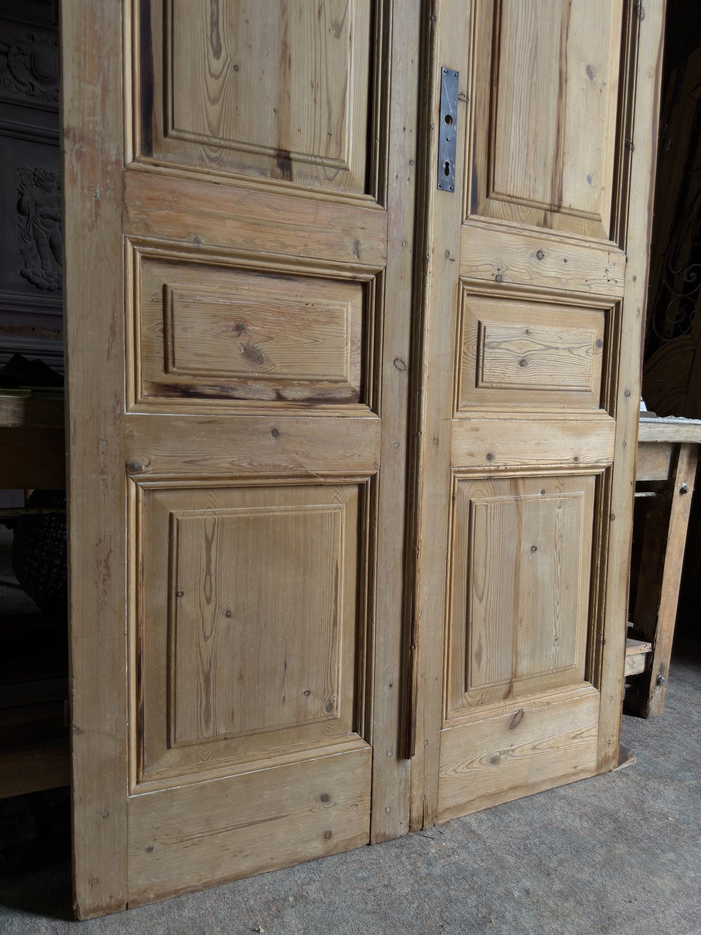 3 Panel Antique Solid French Doors - 45.25x100 J443