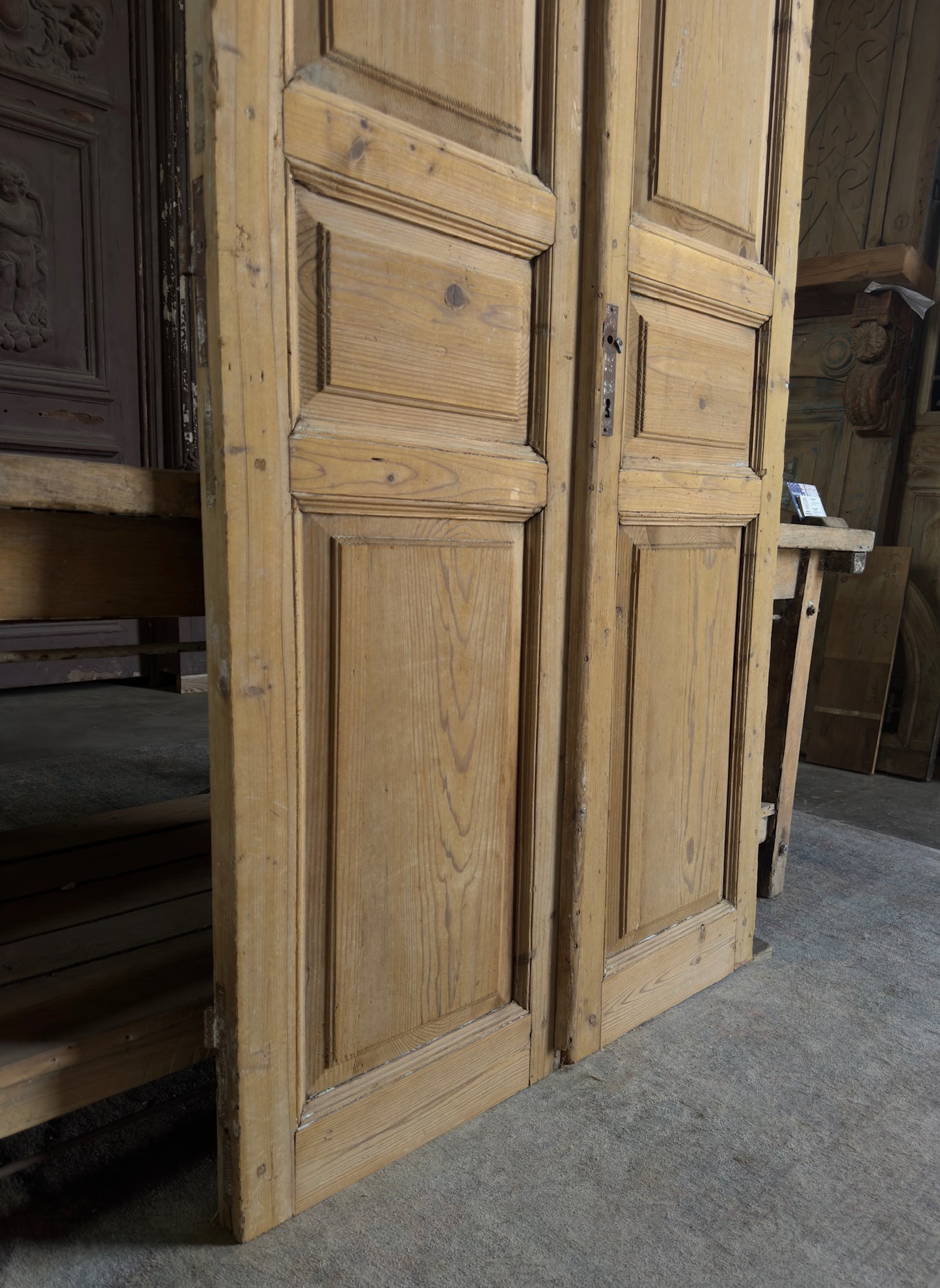3 Panel Antique Solid French Doors - 40x93 K347