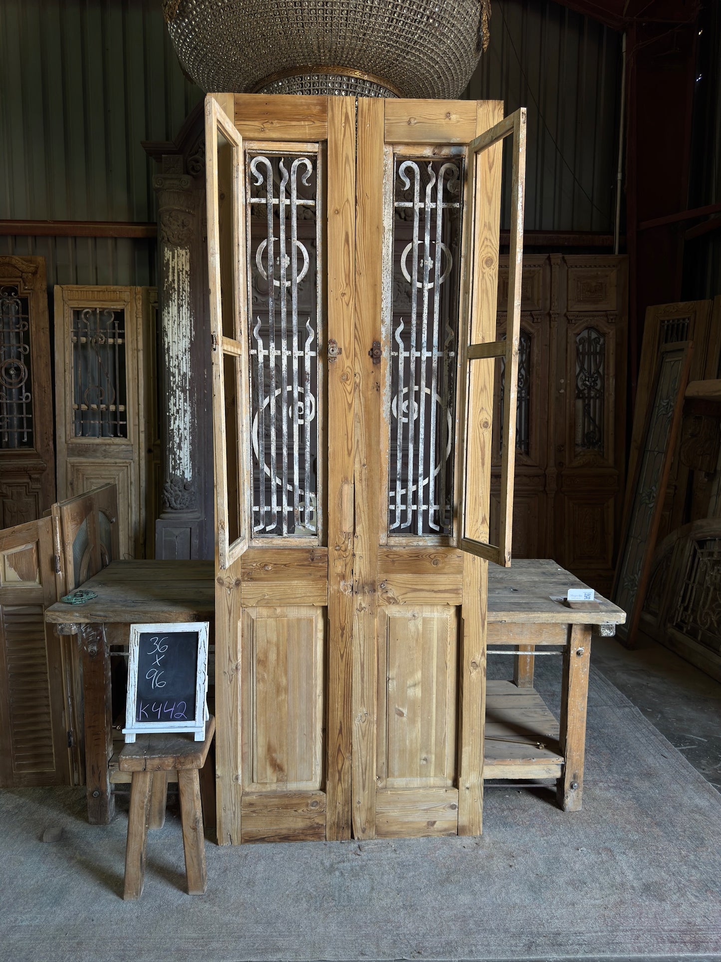 19th Century Antique Iron Double Doors - 36x96 K442