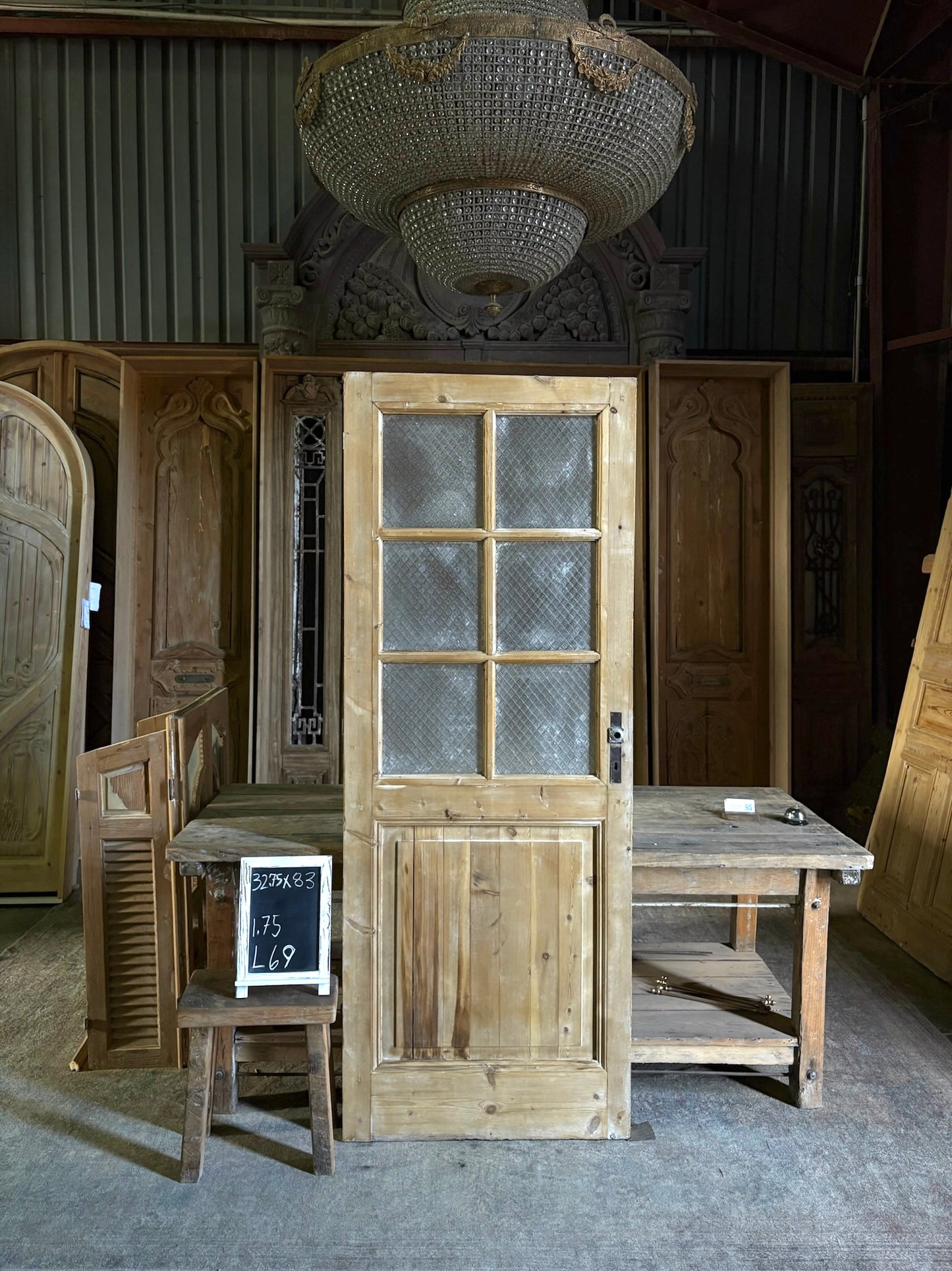 6 Lite Antique Glass Single Door - 32.75x83 - L69