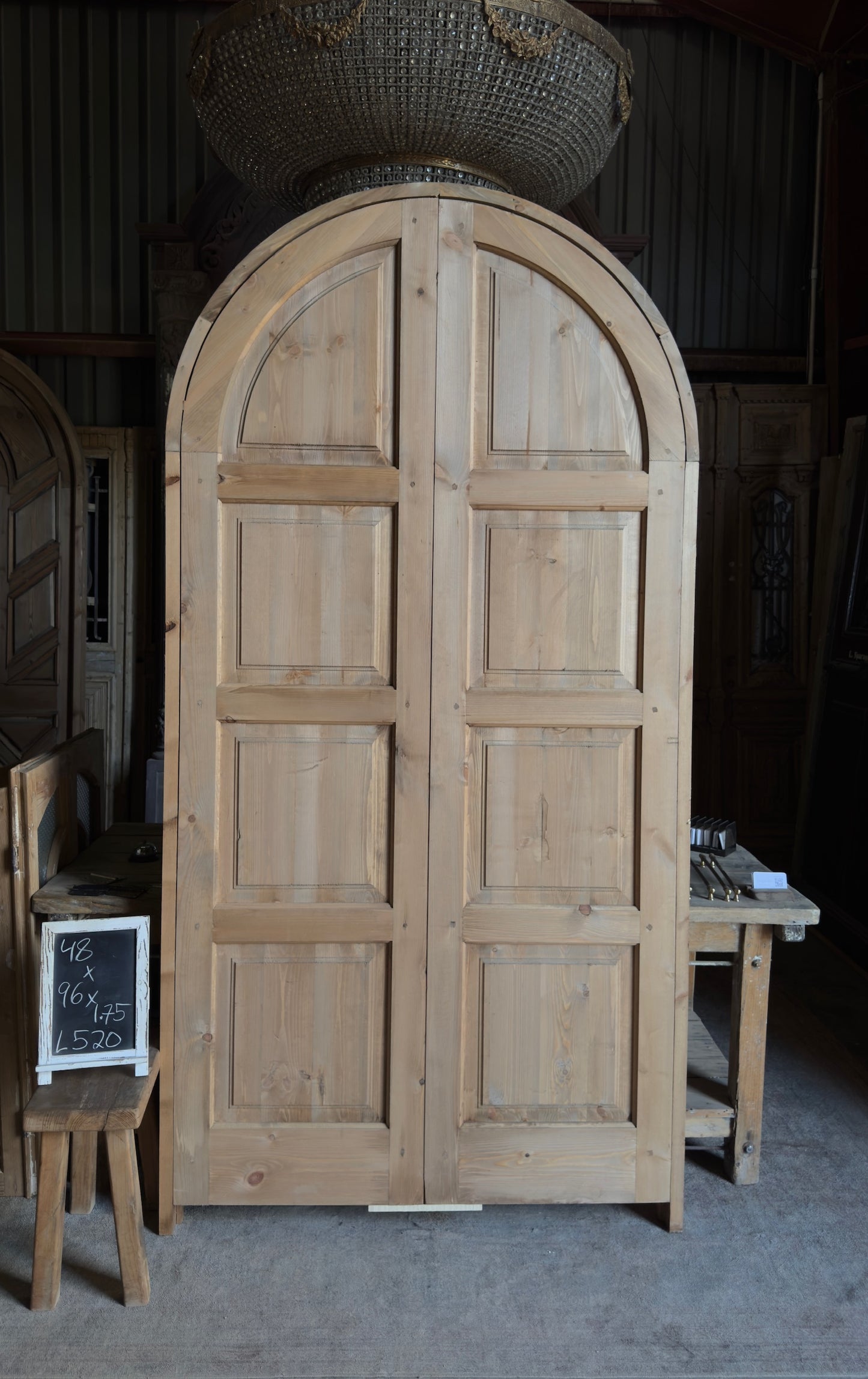 Handcrafted 8 Panel Arched Double Doors - 48x96 - L520