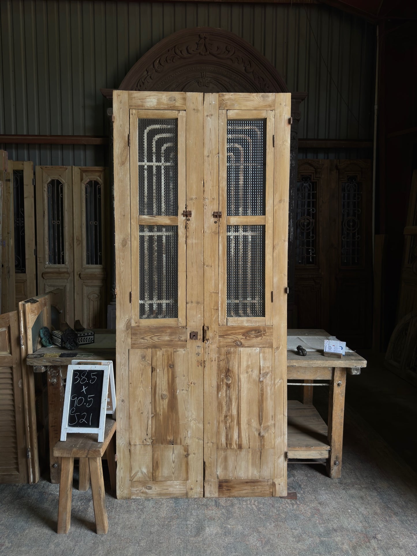 Antique Iron French Doors - 38.5x90.5 J21