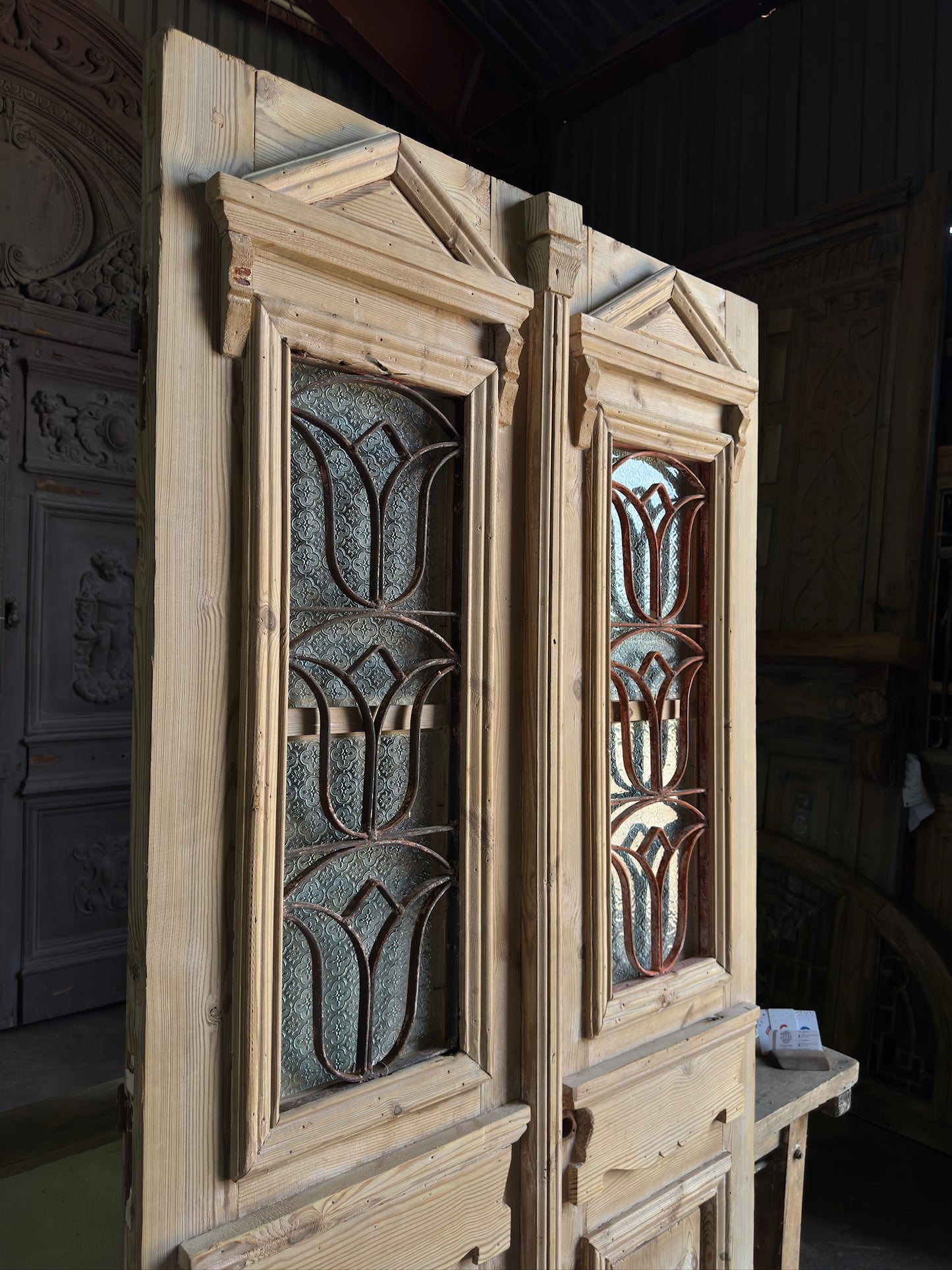 Stately Antique Iron French Double Doors - 40.25x86 J6