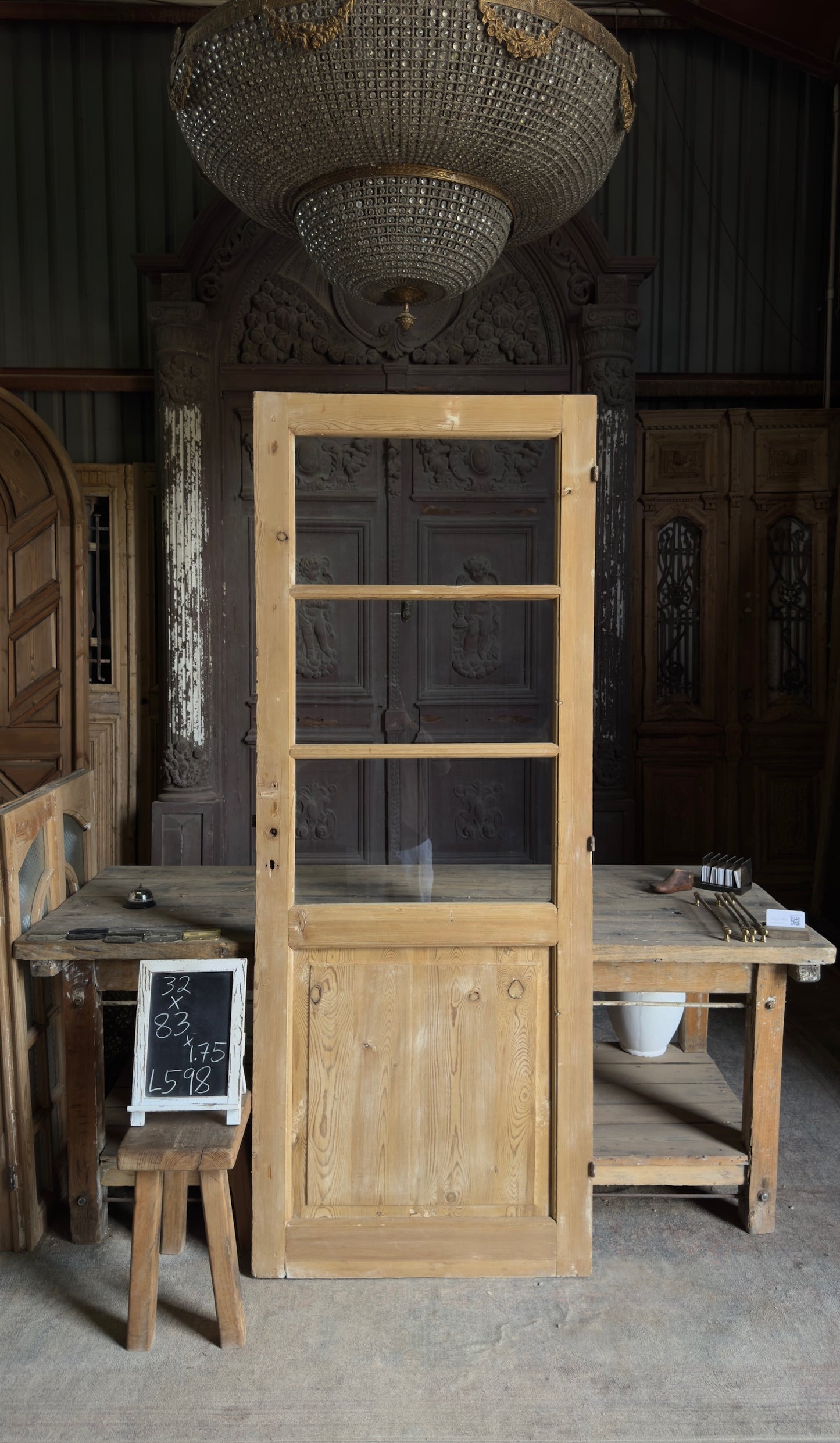 Antique Glass 3 Lite Single Door - 32x83 - L598