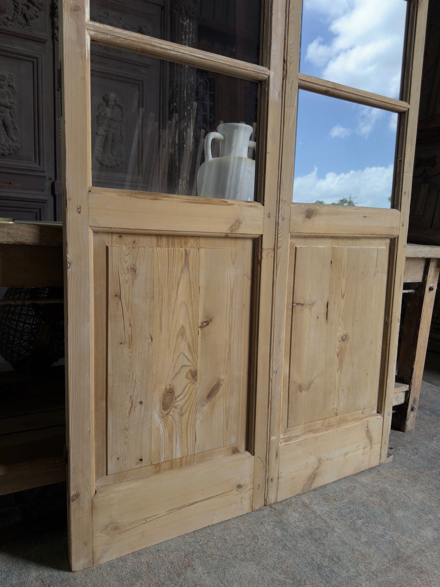 8 Lite European Antique Glass French Doors - 42.5x88 K88