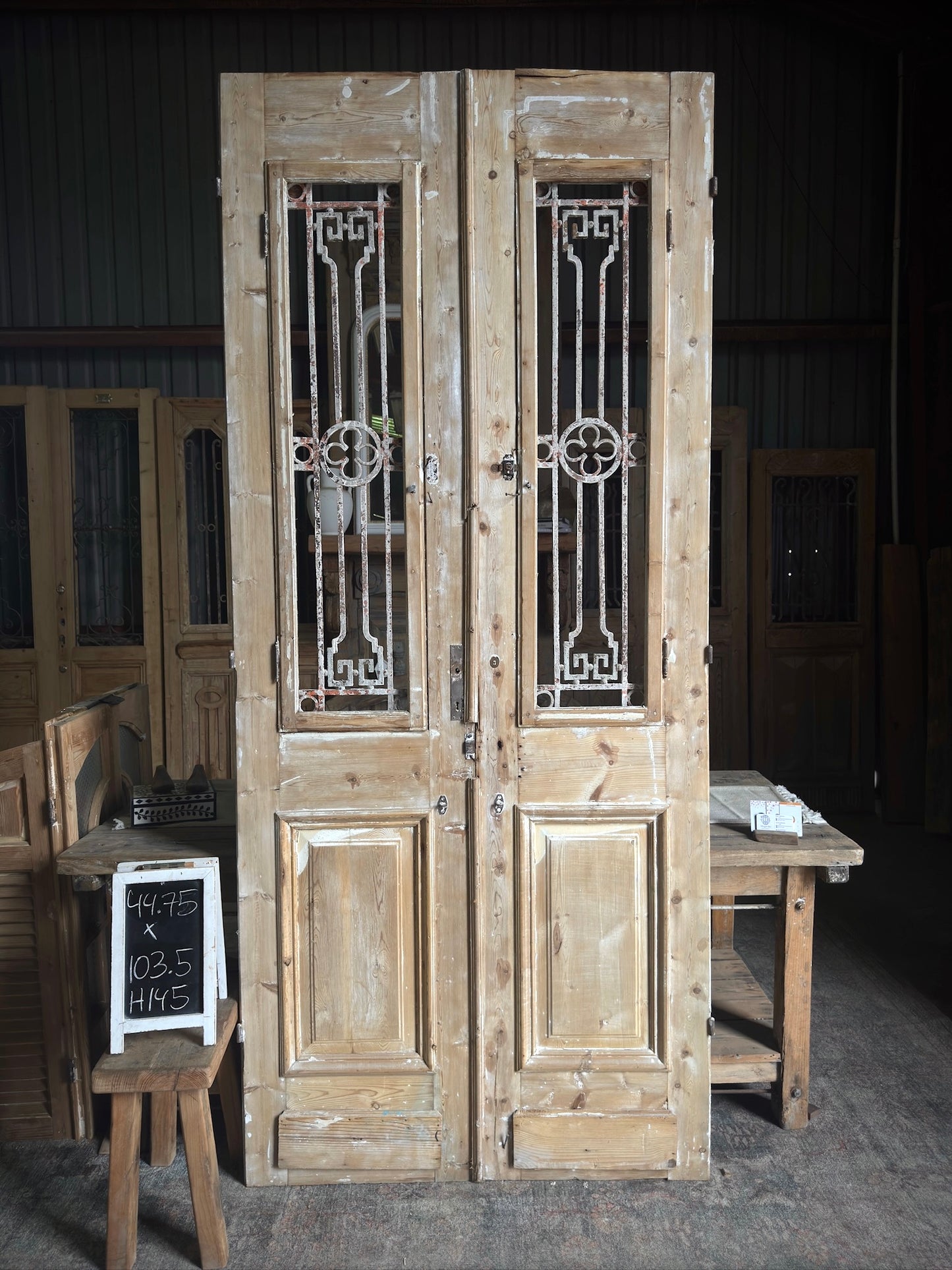 Classic Antique French Face Iron Doors - 44.75x103.5 H145