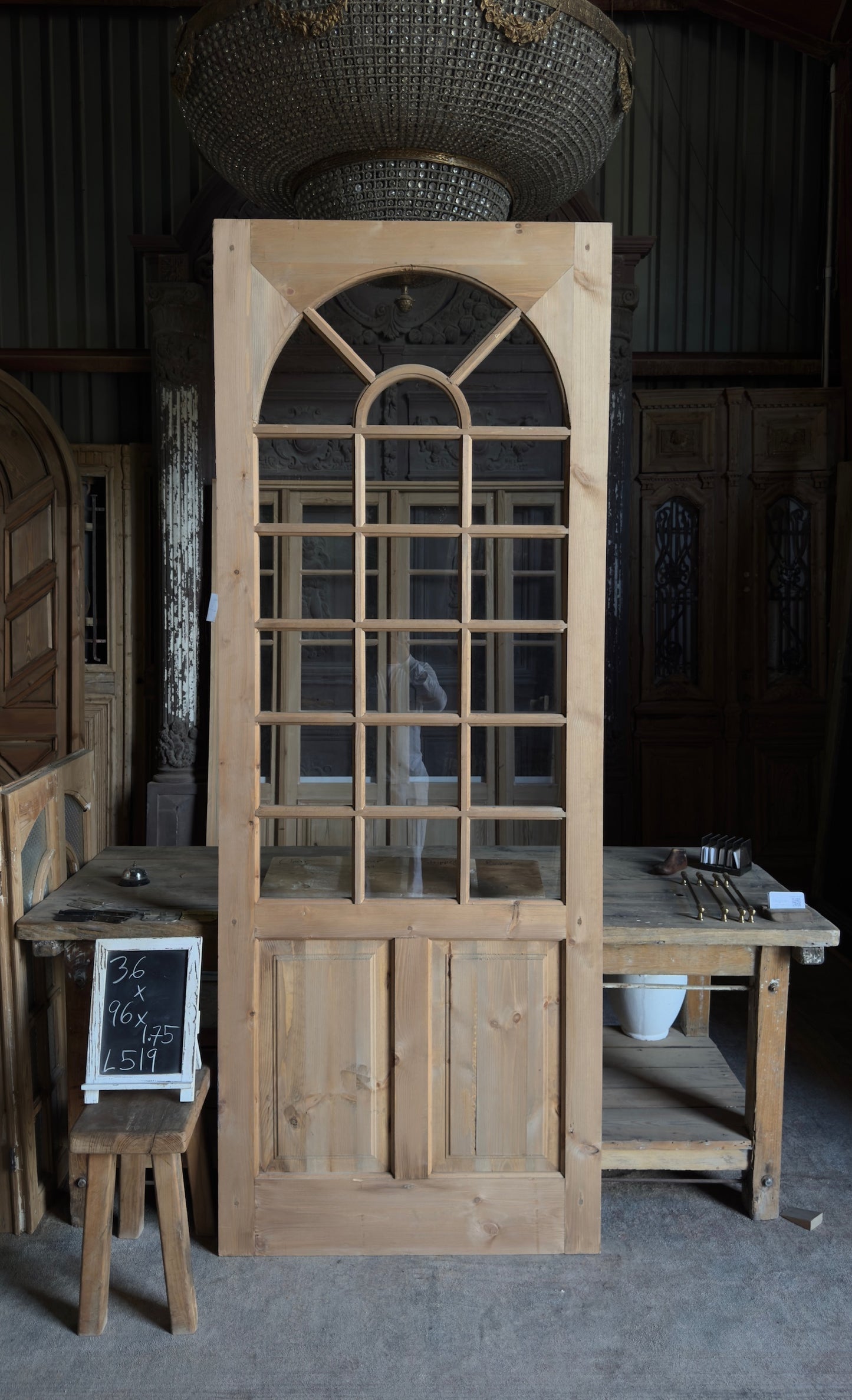 Handcrafted Arched Glass Door - 36x96 L519