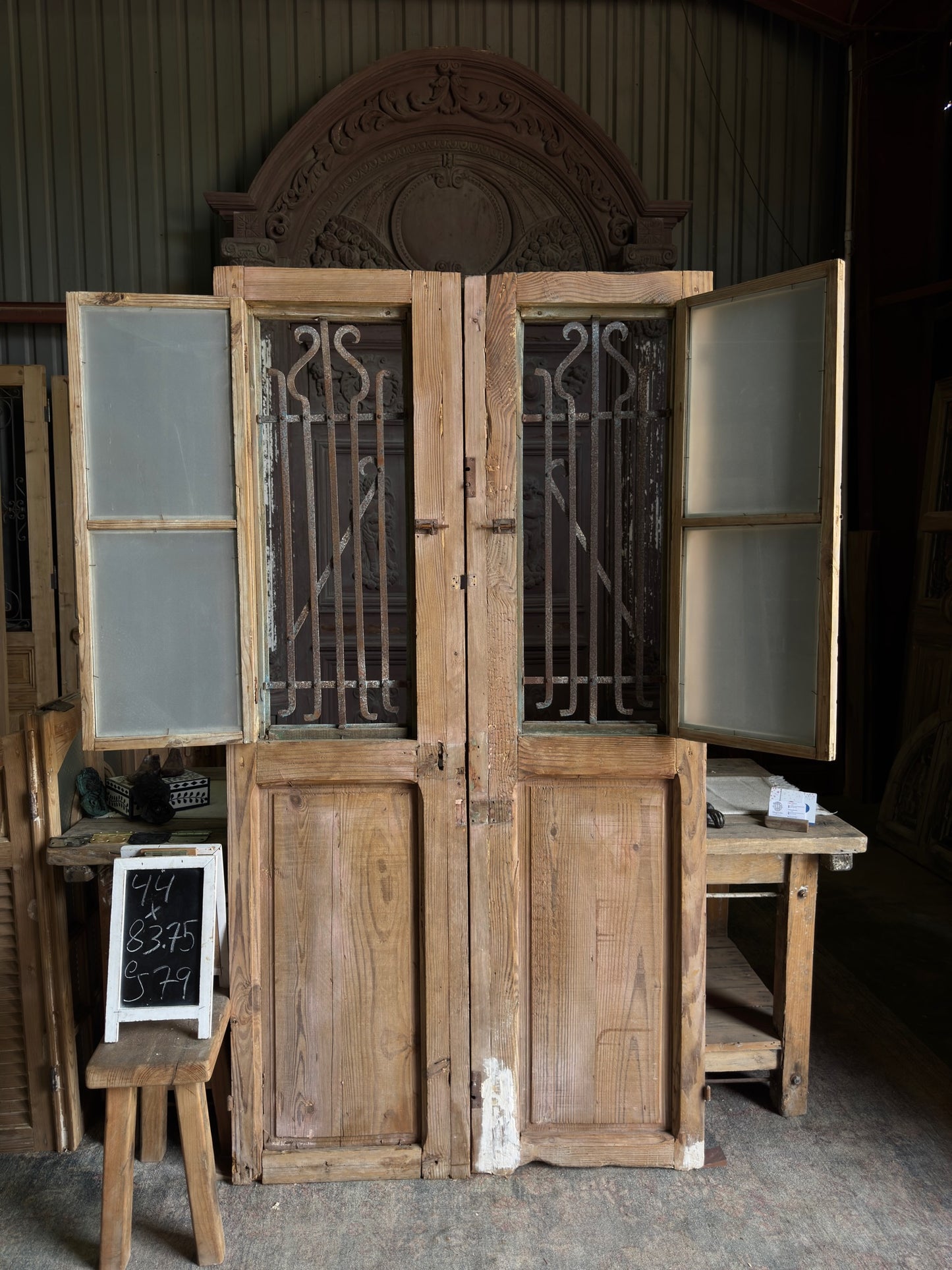 19th Century Antique Iron French Doors - 44x83.75 J79