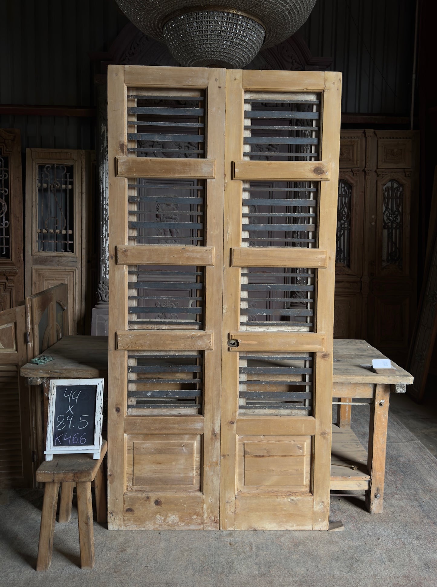 Horizontal Pattern Antique Iron French Doors - 44x89.5 K466