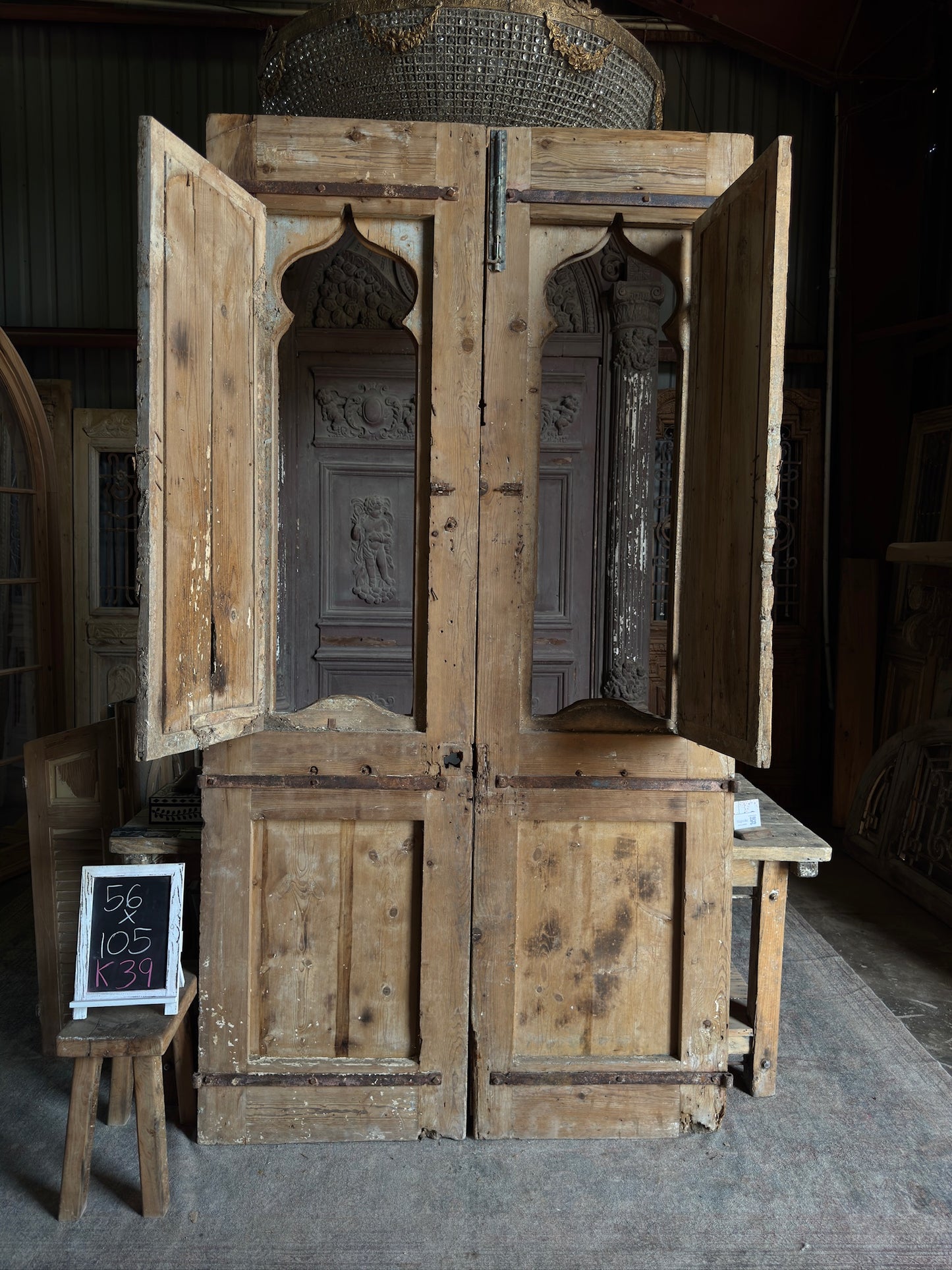 Ornately Carved Solid Antique Pair - 56x105 K39