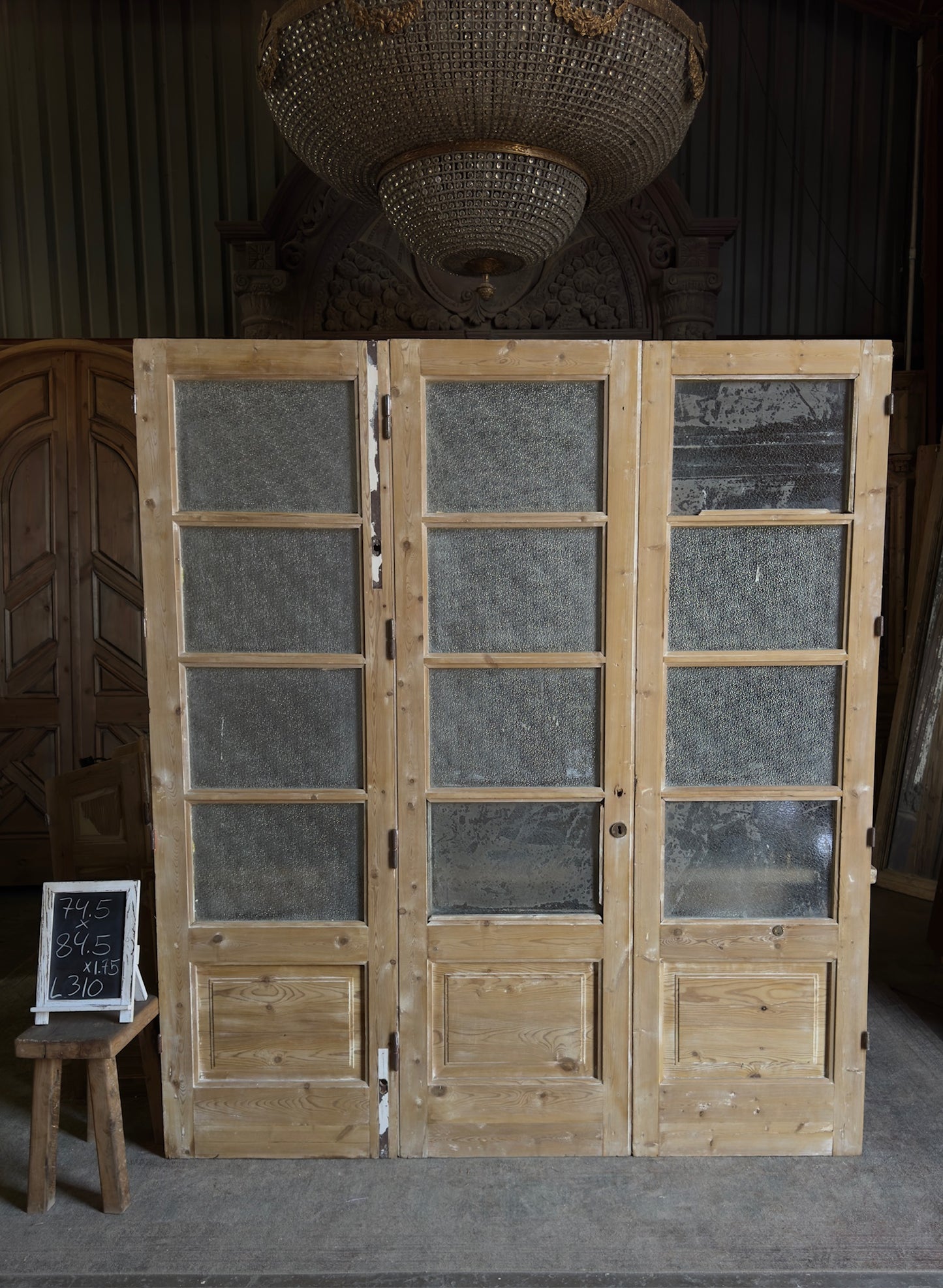 Antique Tri-Fold French Glass Doors - 74.5x84.5 - L310