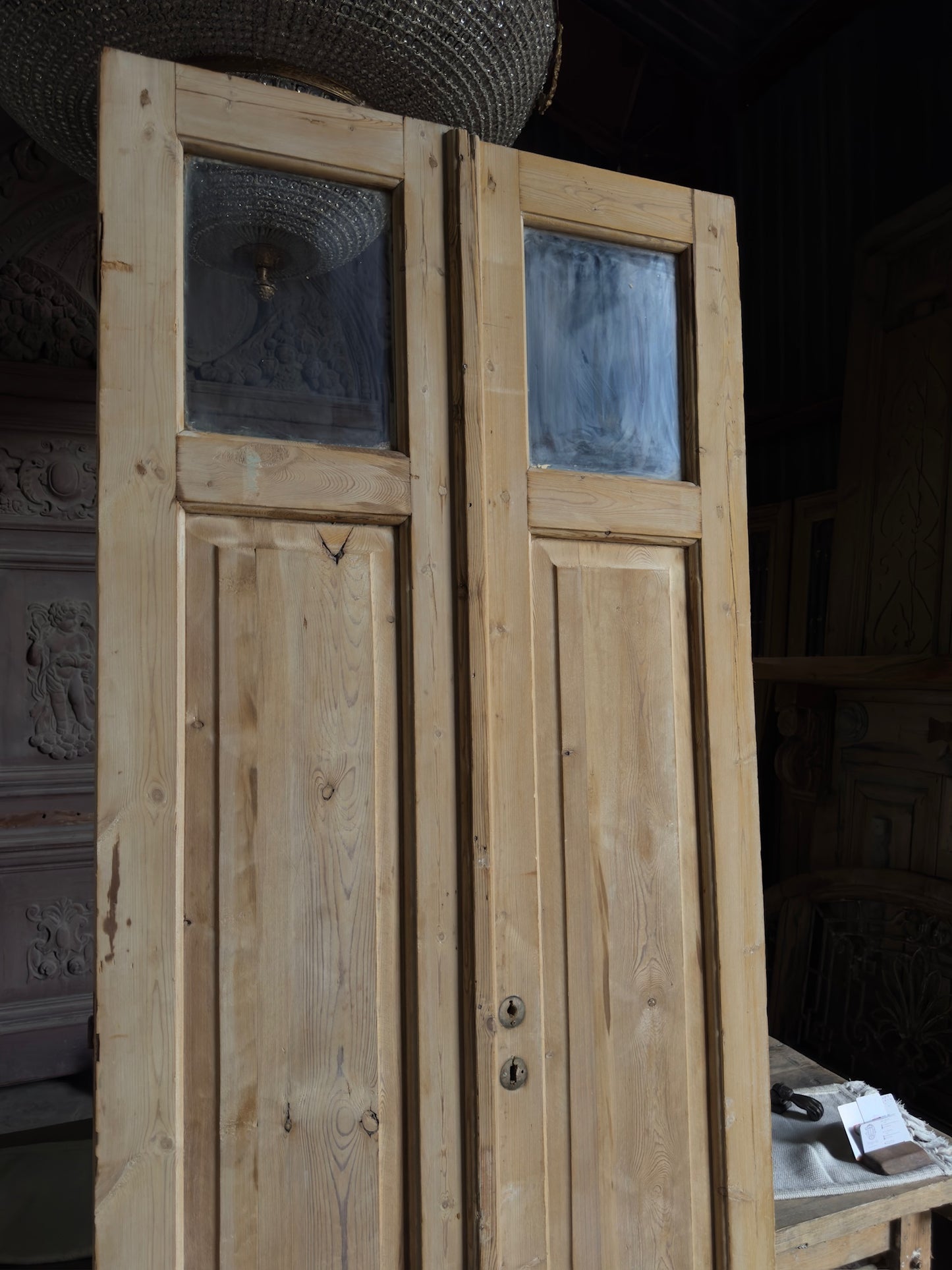 European Antique Glass French Doors - 36.25x93 J320