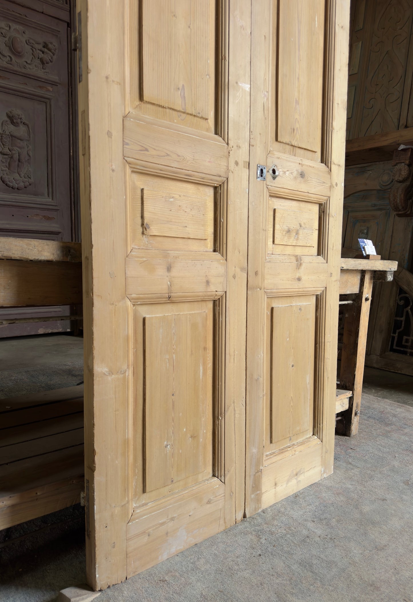 3 Panel Antique Solid French Doors - 37.25x92.5 K317