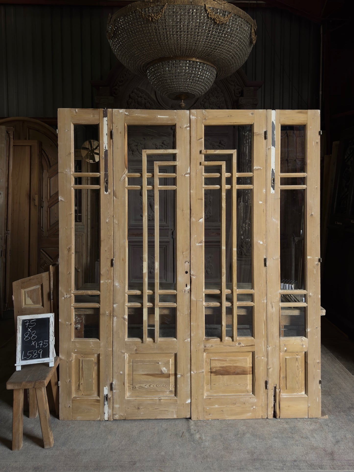 Antique Glass Bi-Fold French Doors - 75x88 - L589