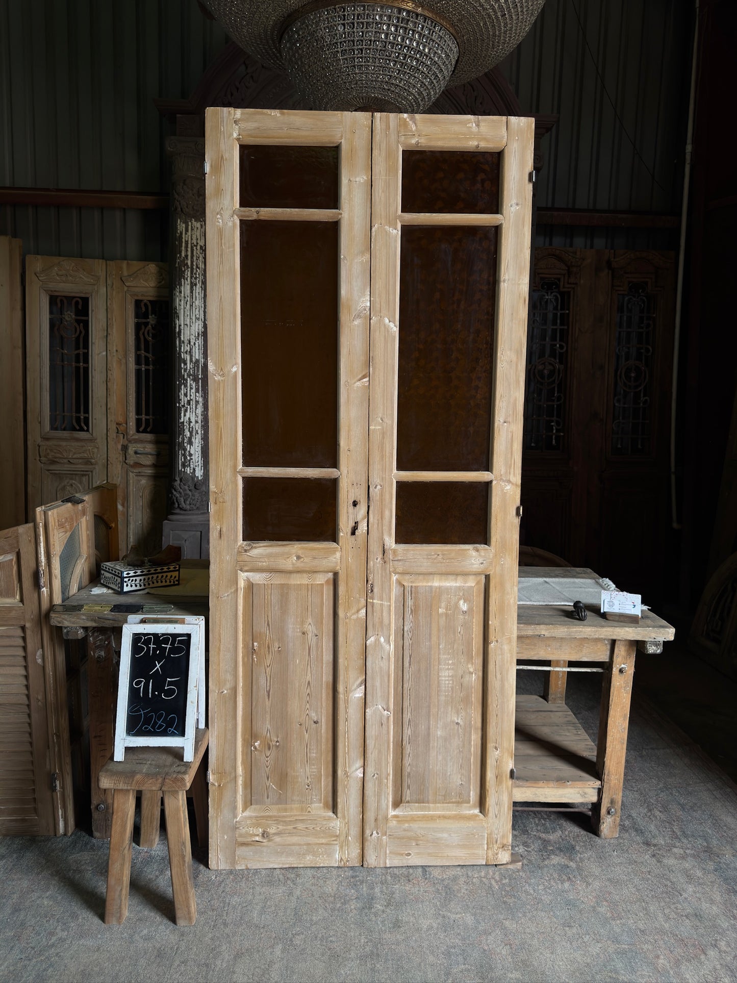 19th Century Antique Glass French Doors - 37.75x91.5 J282