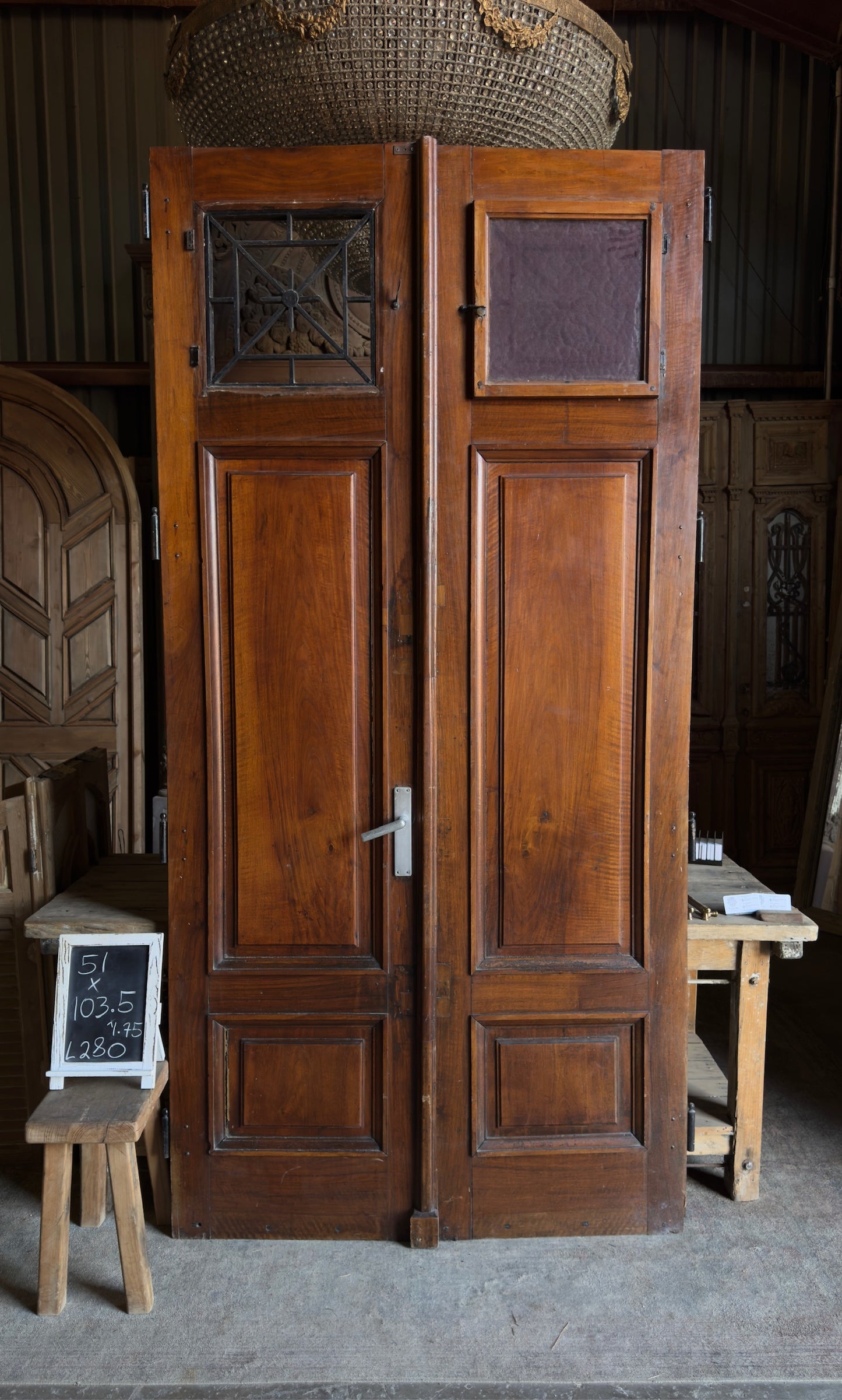 Antique French Iron Window Double Doors - 51x103.5 - L280