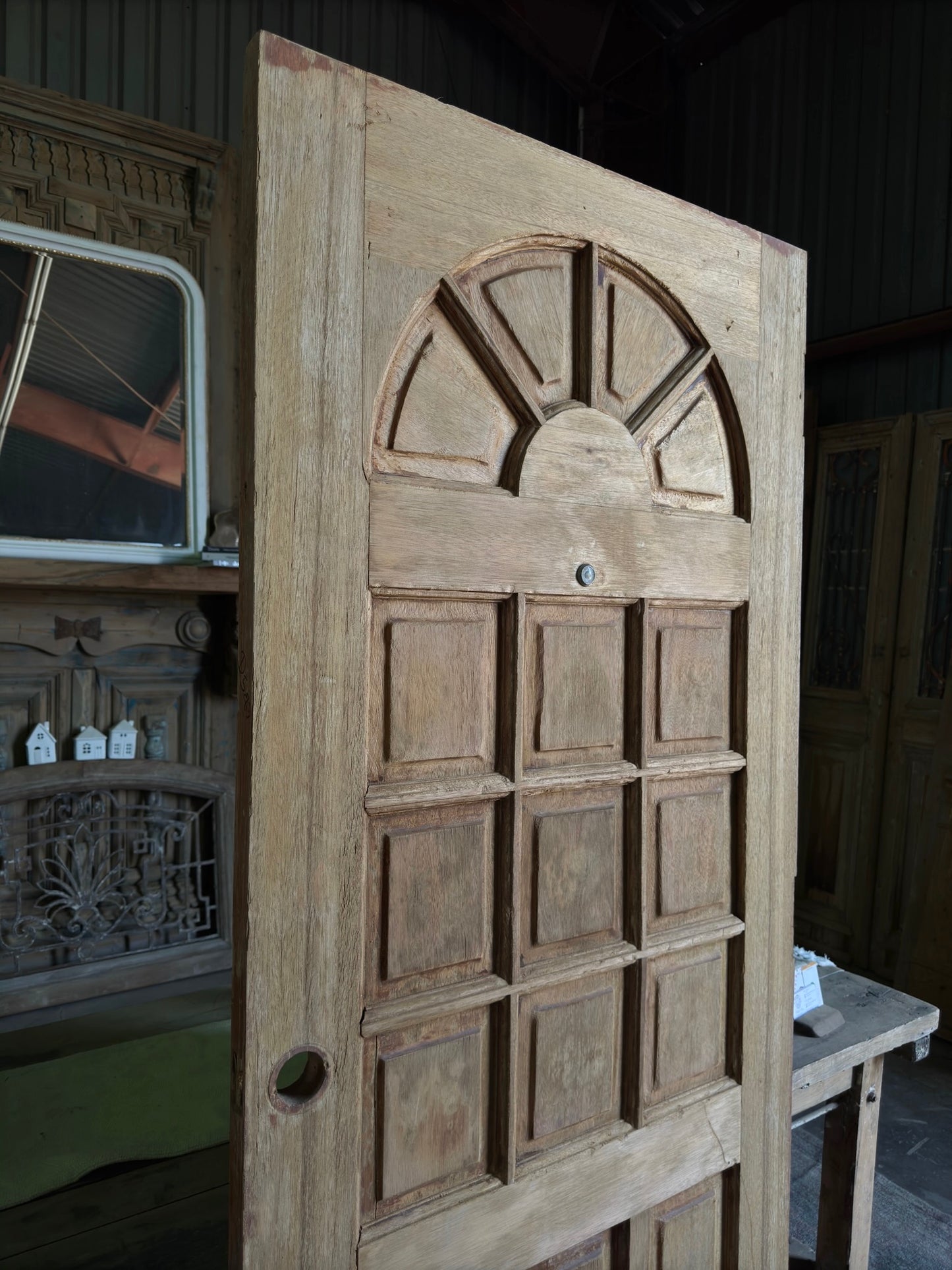 Arch Design Paned Solid Single Vintage Door - 35.5x83 G79