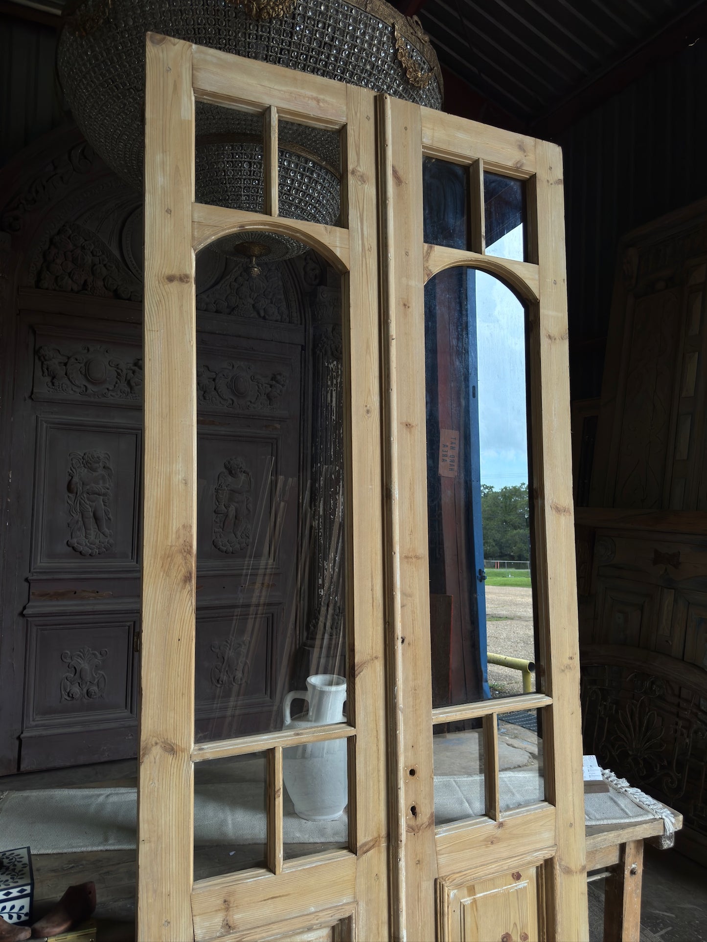 Unique Arch Style Antique Glass French Doors - 44.25x105.25 J454