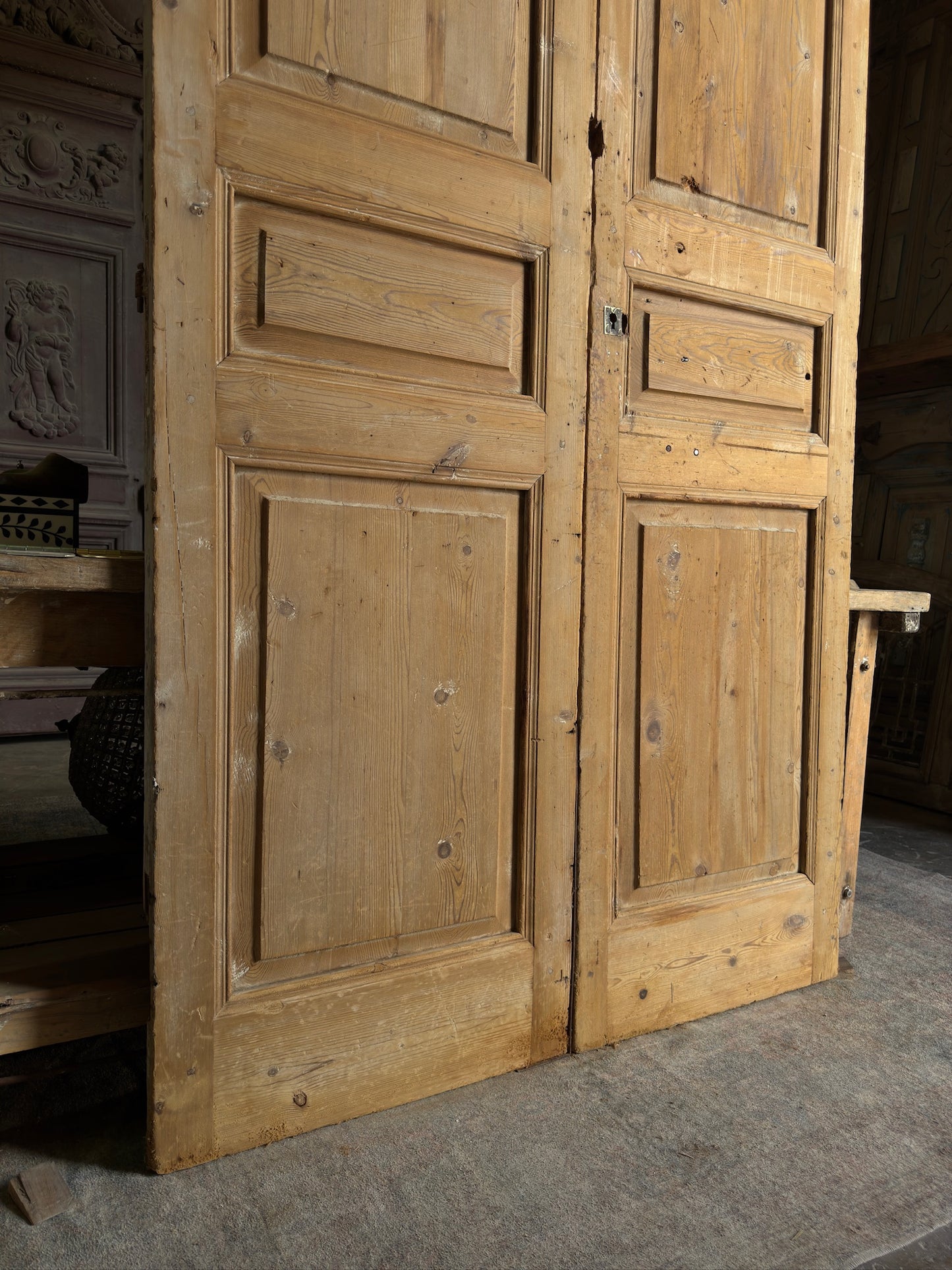 4 Panel Antique Solid French Doors - 51.5x117 K46
