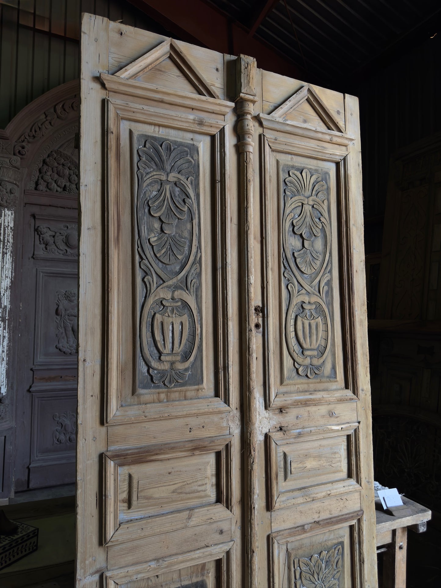 Classy Hand Carved Antique French Doors - 48x105.5 J111