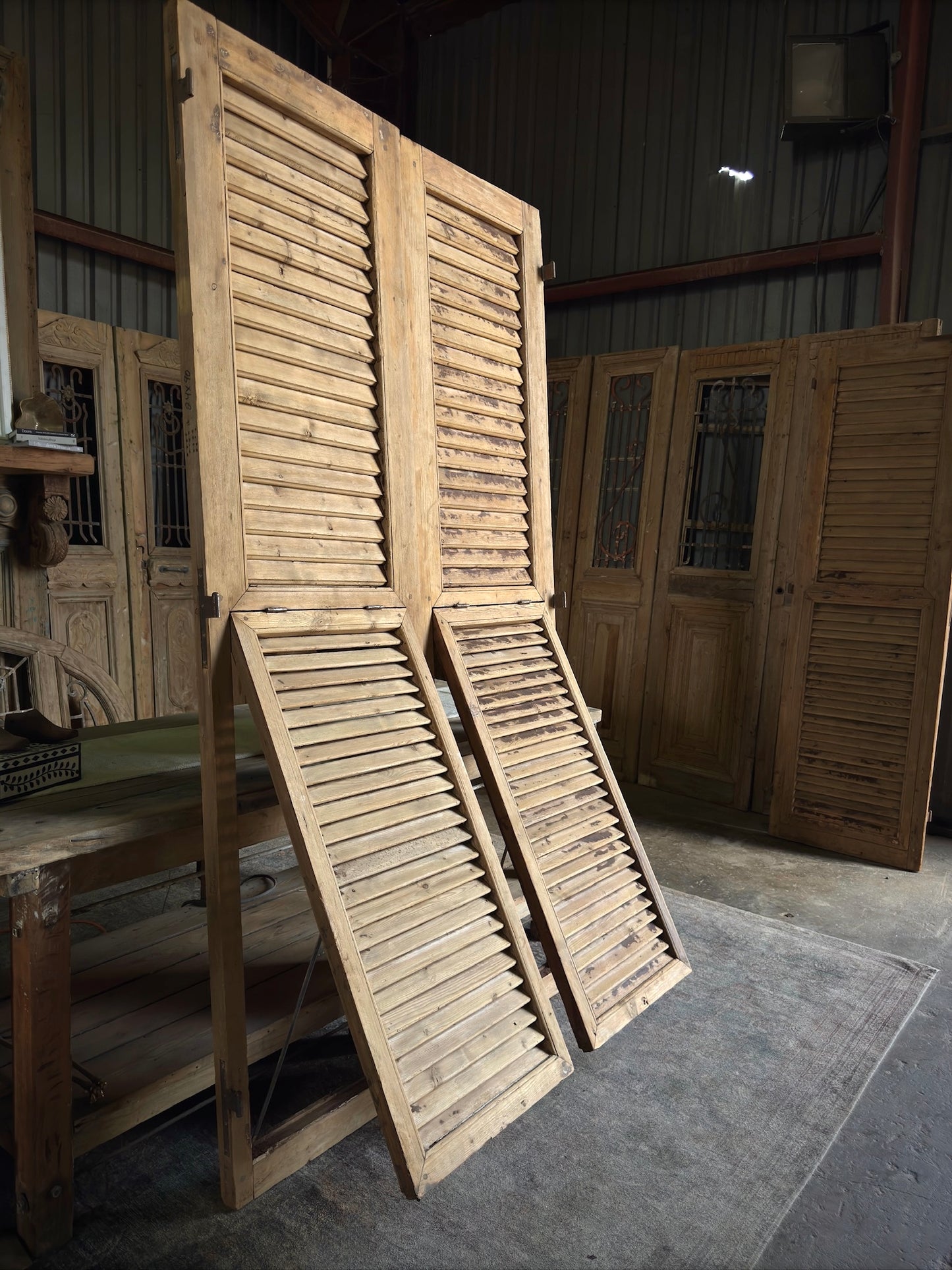European Antique Louvered Shutters - 48x90 G111
