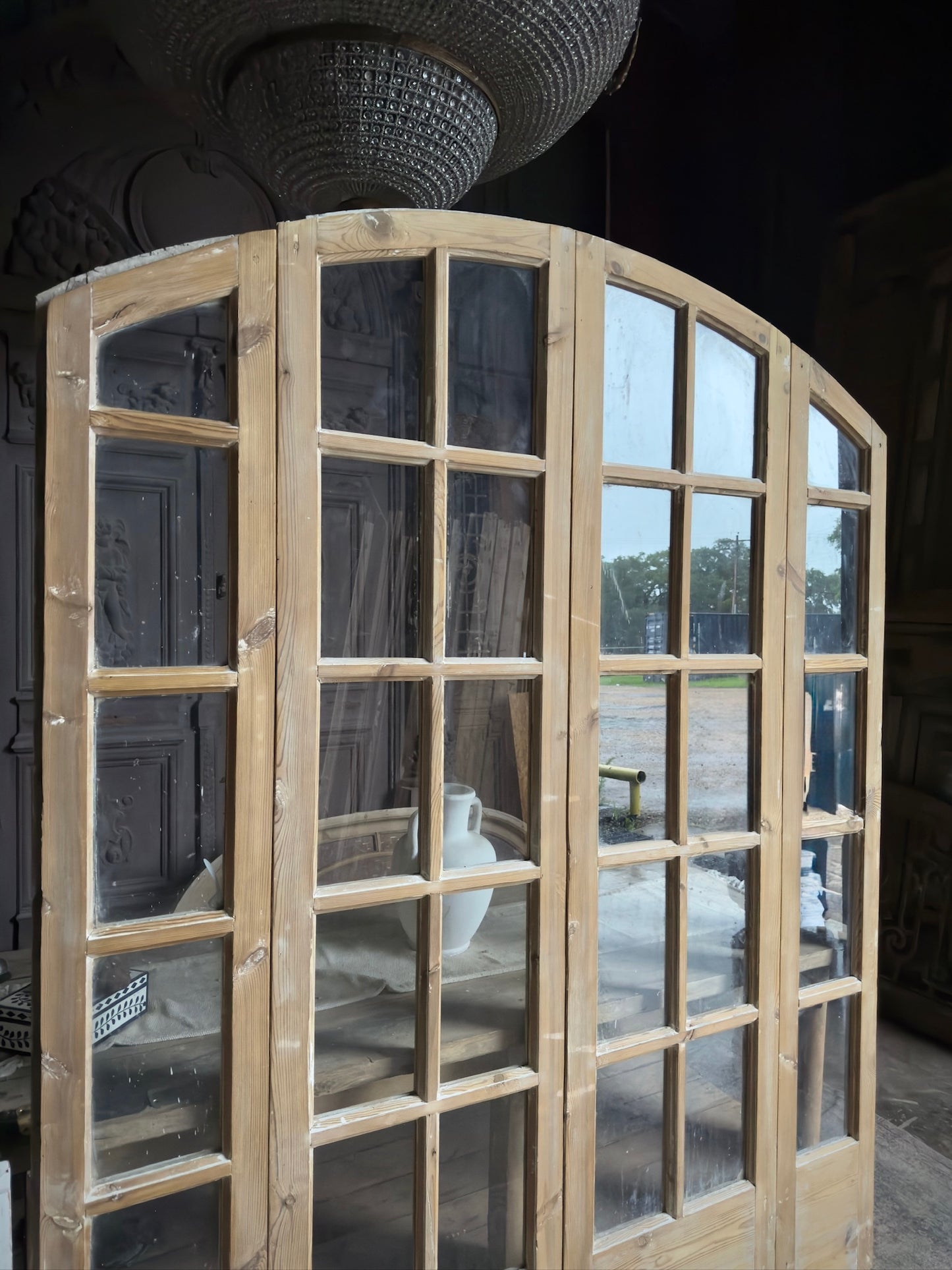 Arched Antique Bi-Fold French Glass Doors - 72.25x90.5 J211