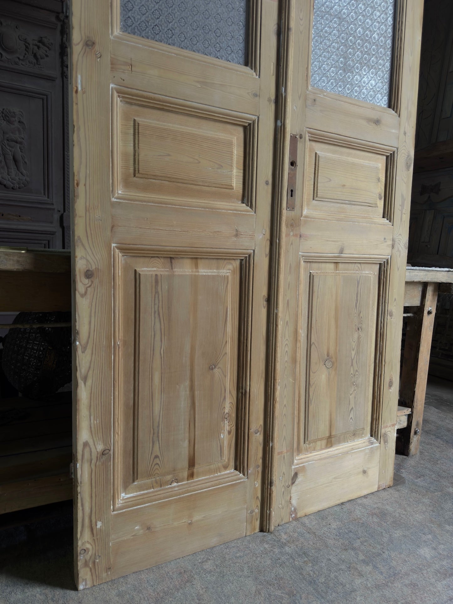 3 Panel Antique Glass French Doors - 43.25x97 J474
