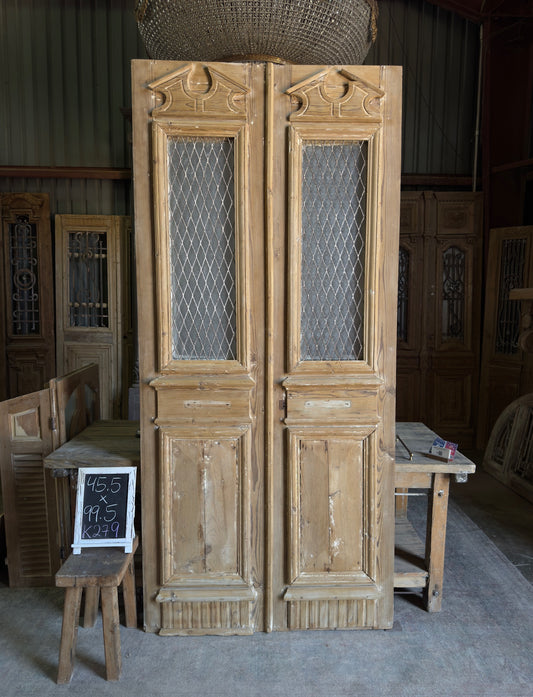 Classy Antique Iron French Doors - 45.5x99.5 K279