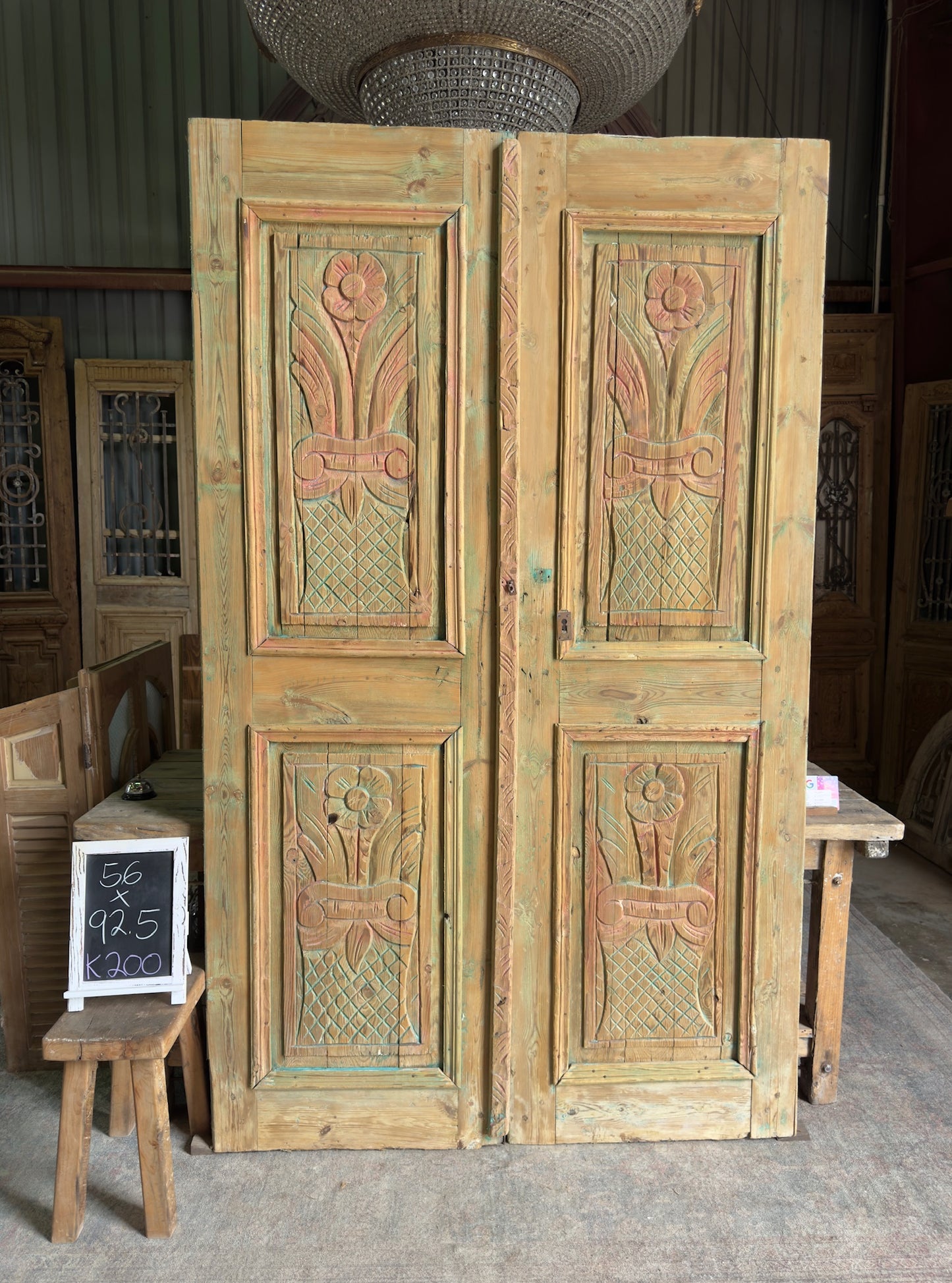 Hand Carved Antique French Doors - 56x92.5 K200