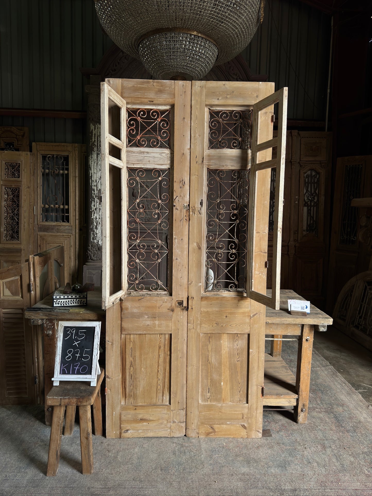 Stately Antique Iron French Doors - 39.5x87.5 K170