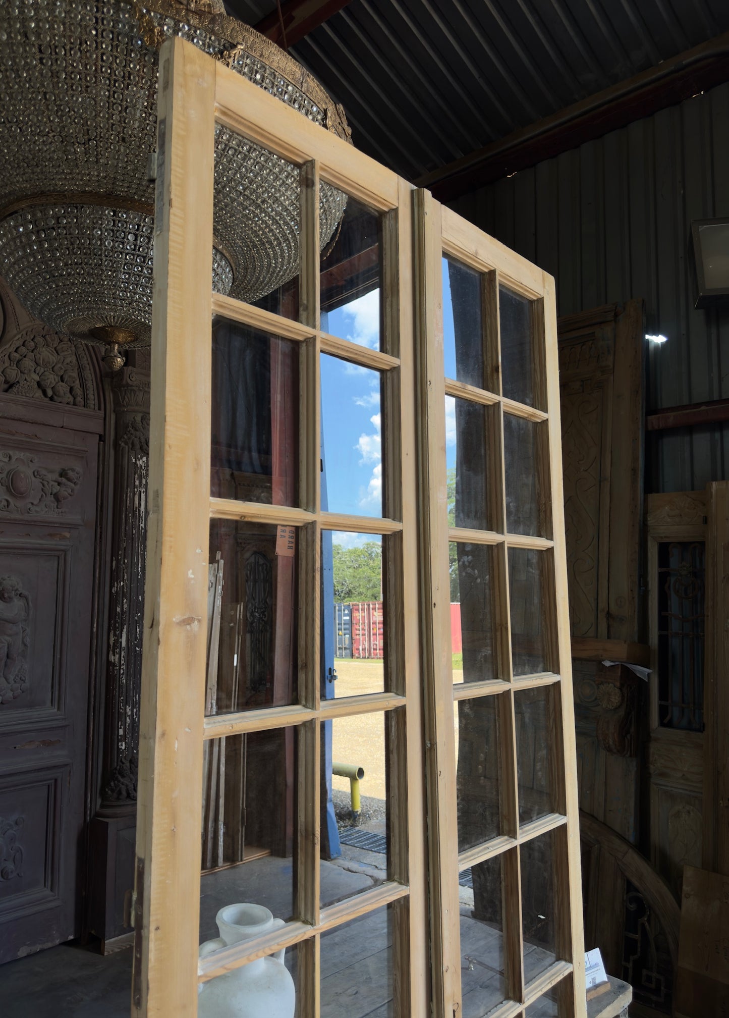 Tall Elegant Antique Glass French Doors - 47.25x107 K286