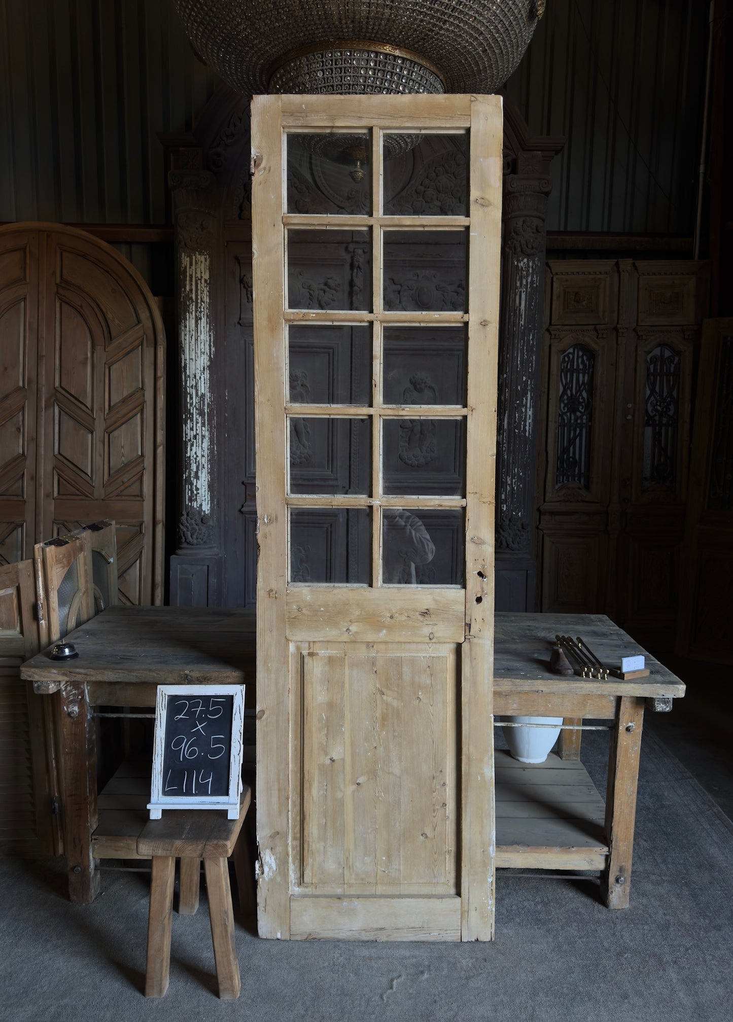 10 Lite Antique Glass Single Door - 27.5x96.5 - L114