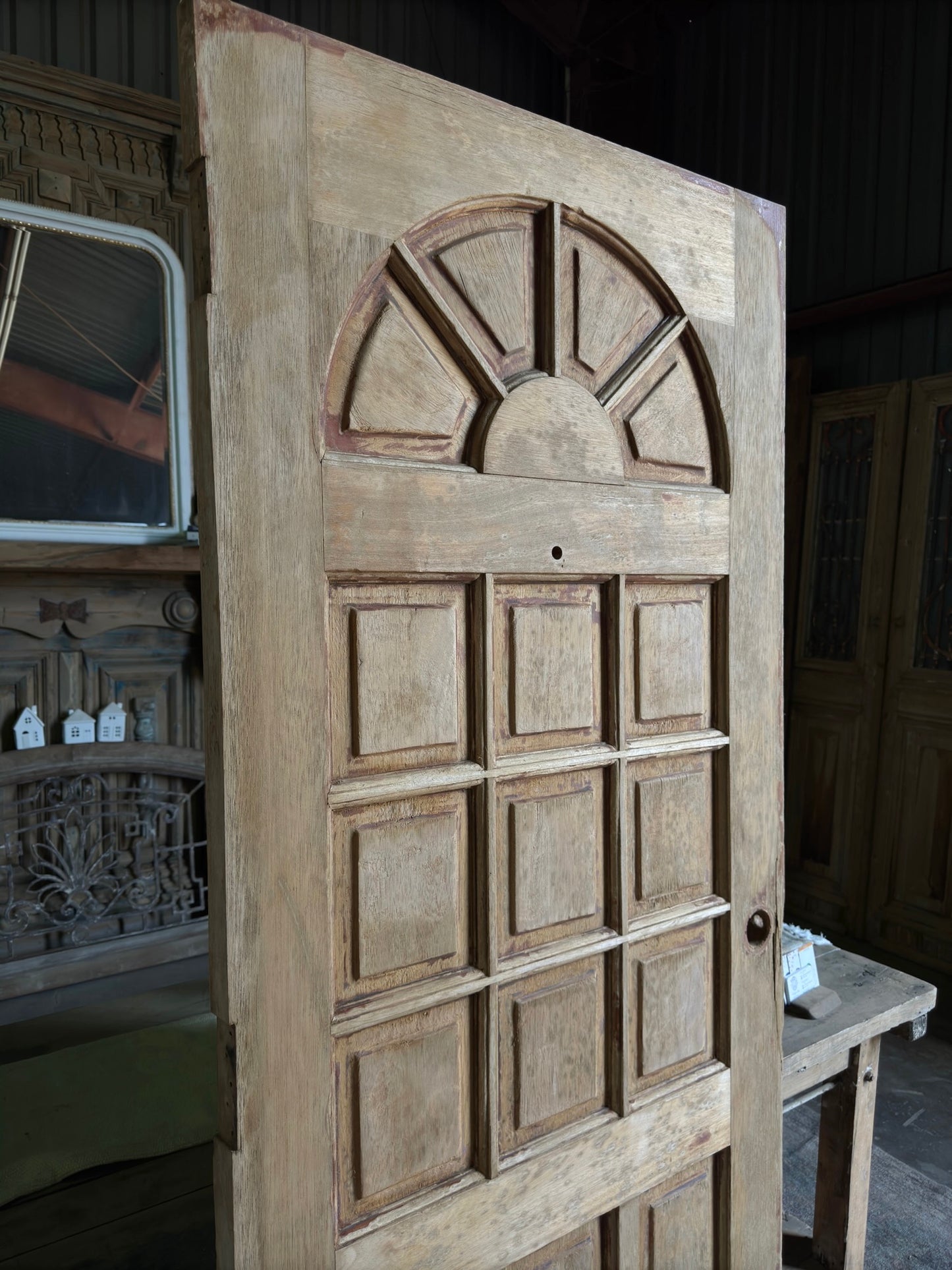 Arch Design Paned Solid Single Vintage Door - 34.75x83.5 G76