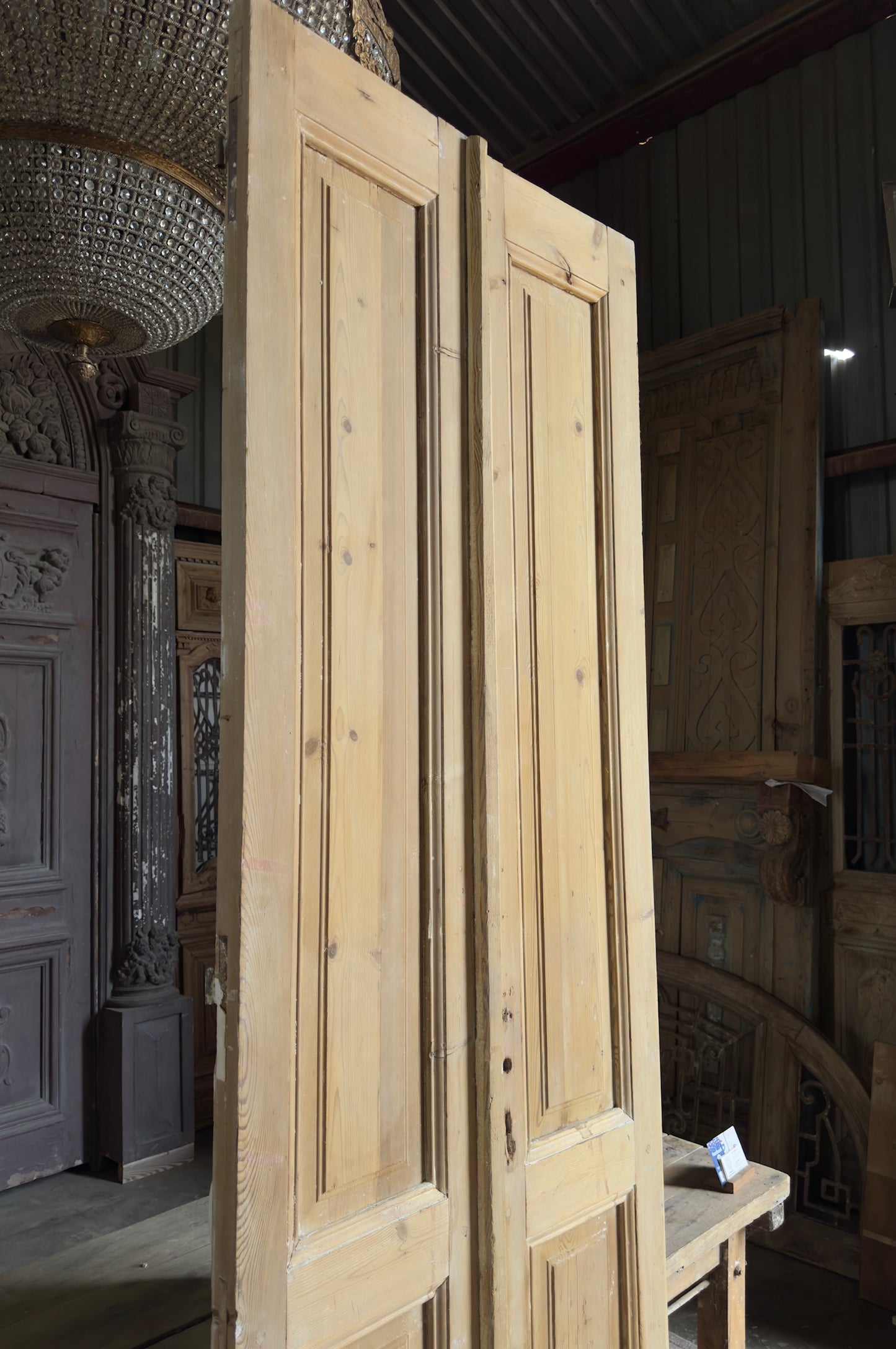 2 Panel Antique Solid French Doors - 32.5x103 K321