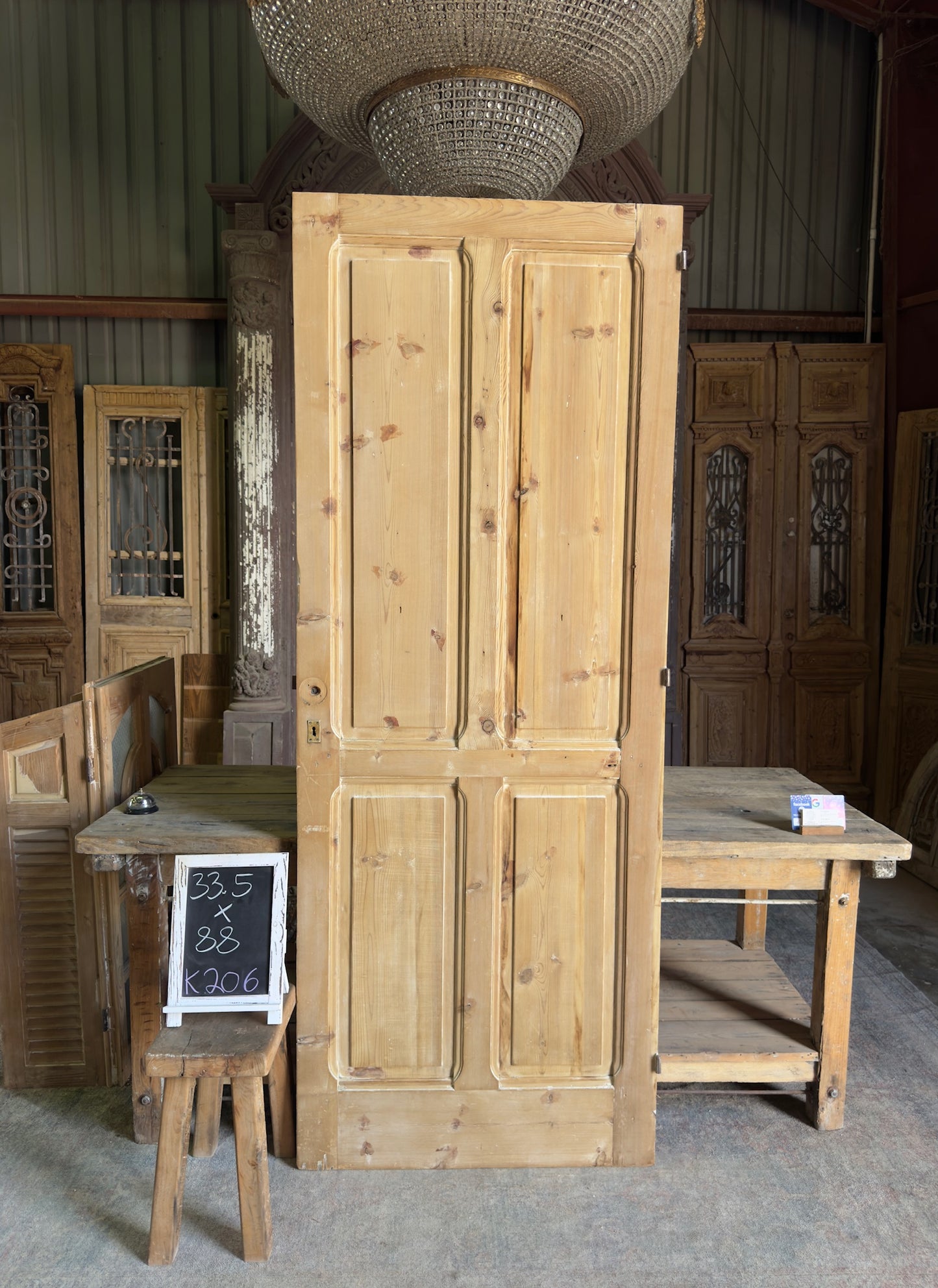 4 Panel Single Solid Antique Door - 33.5x88 K206