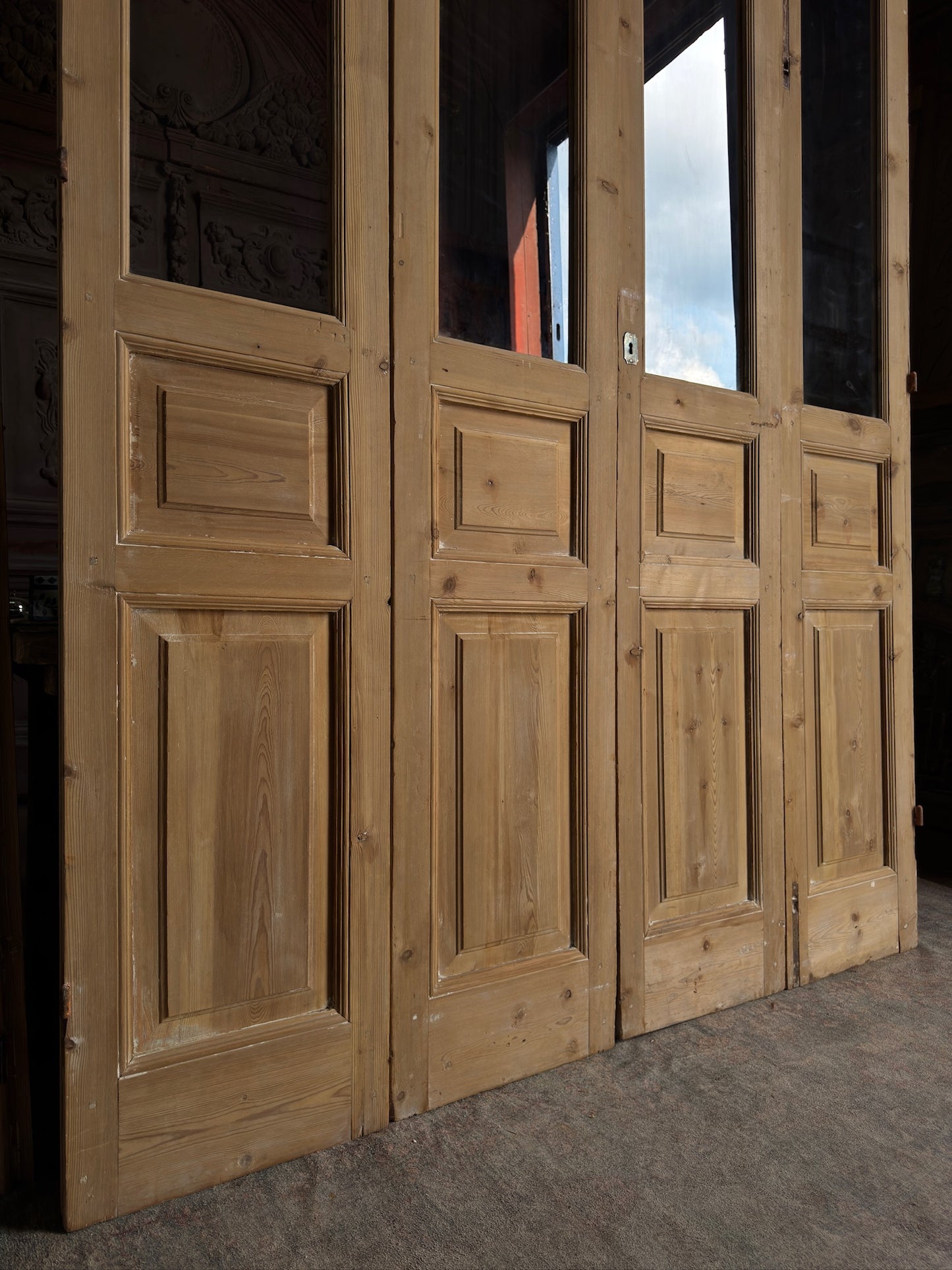 Antique Bi-Fold Open Glass French Doors - 76x101.5 J280