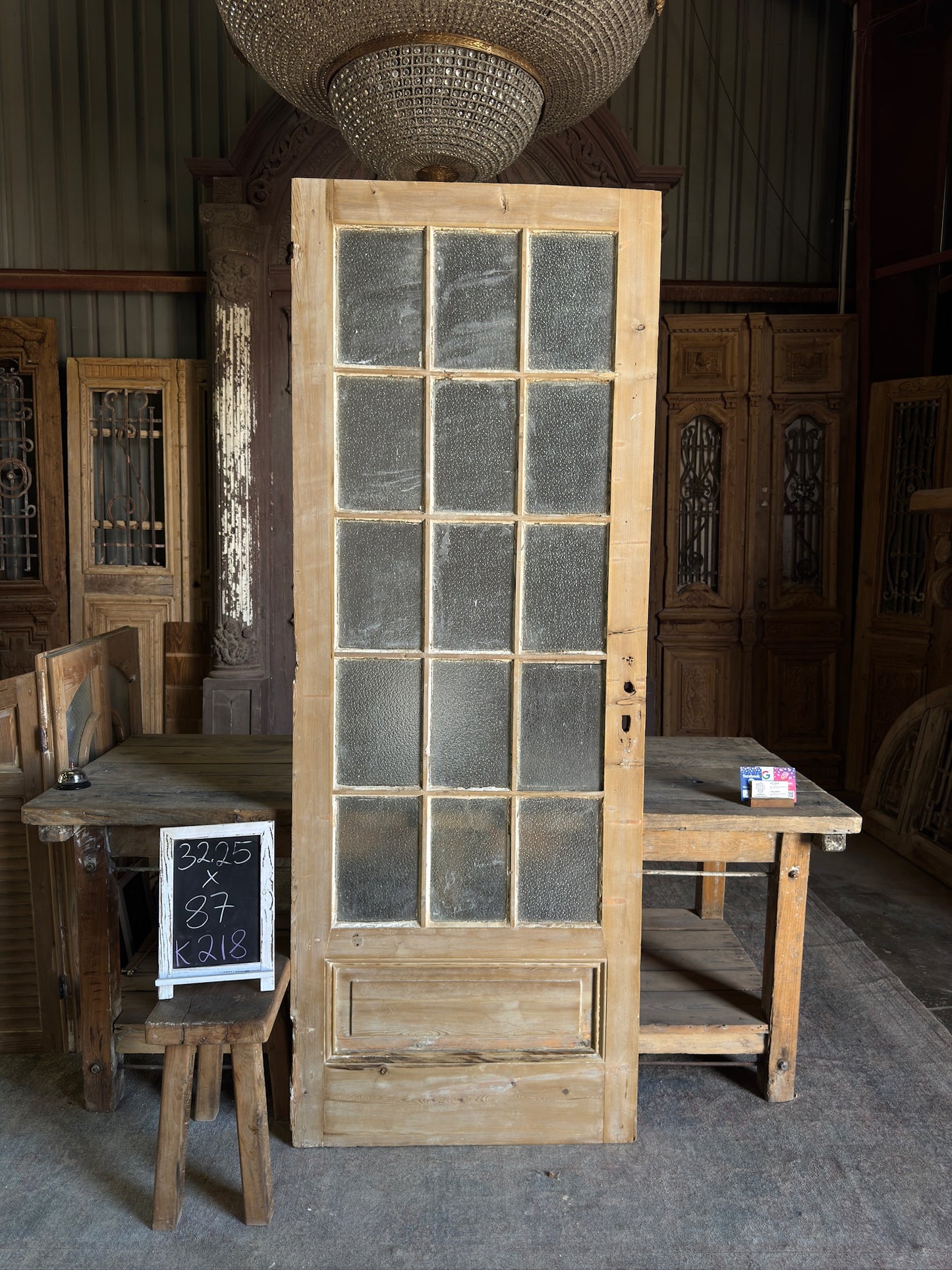15 Lite Antique Glass Single Door - 32.25x87 K218