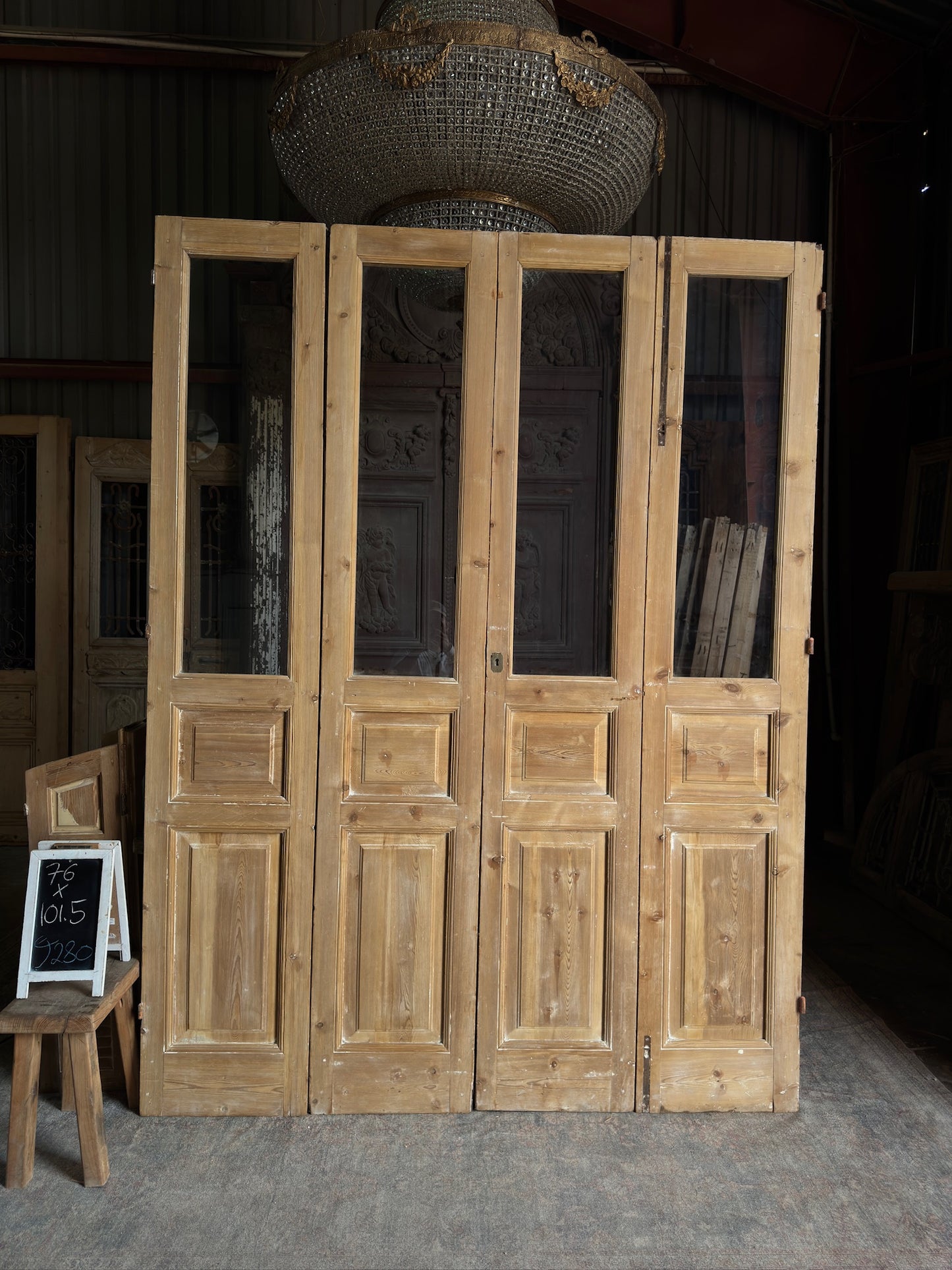 Antique Bi-Fold Open Glass French Doors - 76x101.5 J280
