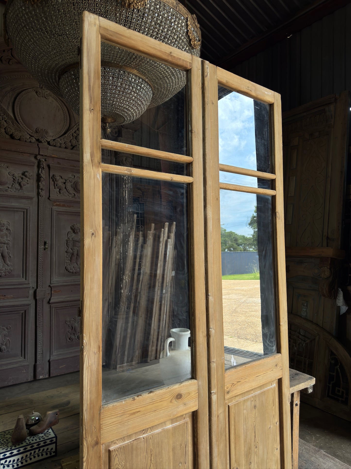 Open Glass Antique French Doors - 51.25x104 K95