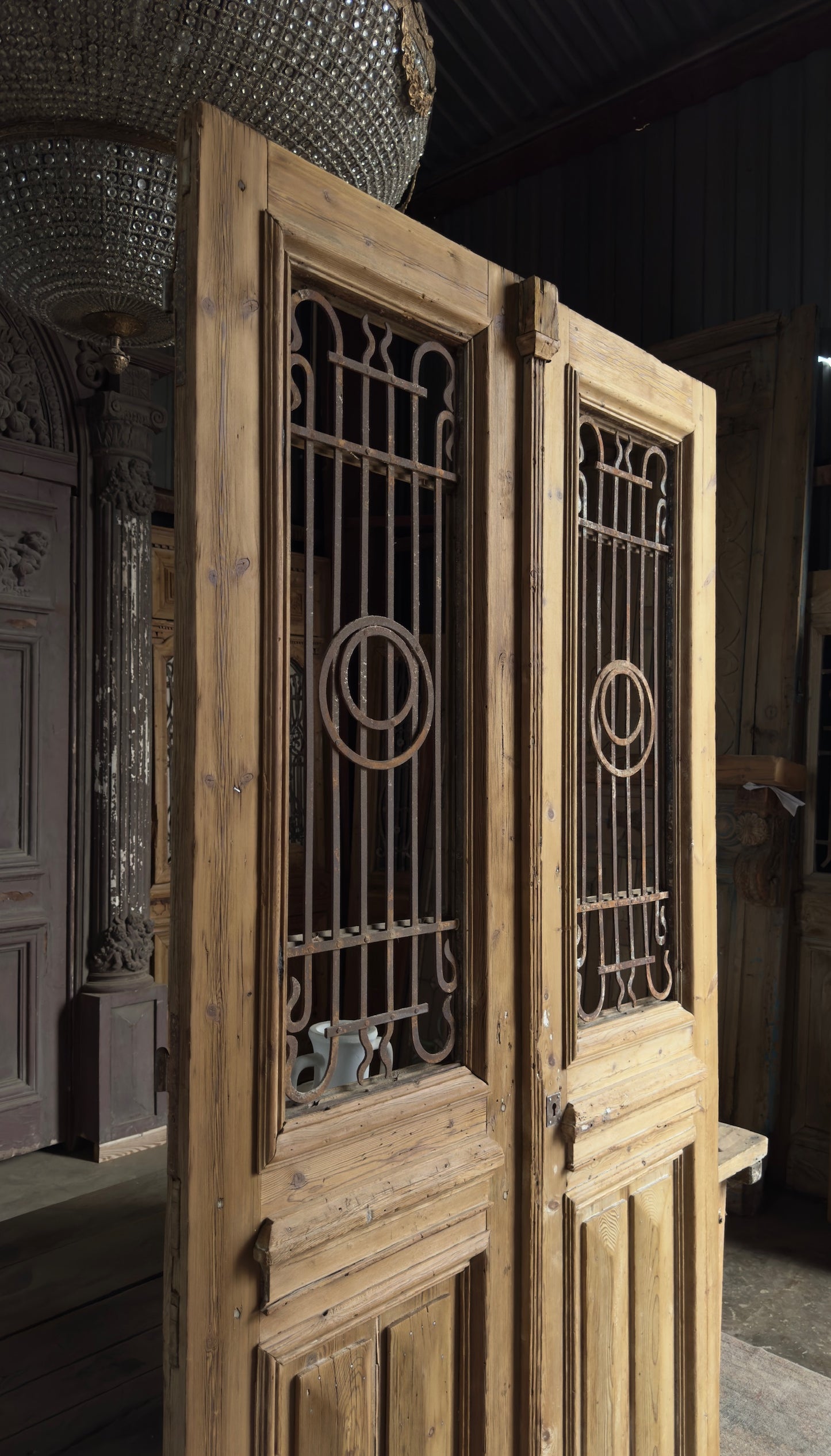 Large Antique Iron Entry Doors - 50.5x95.5 K456